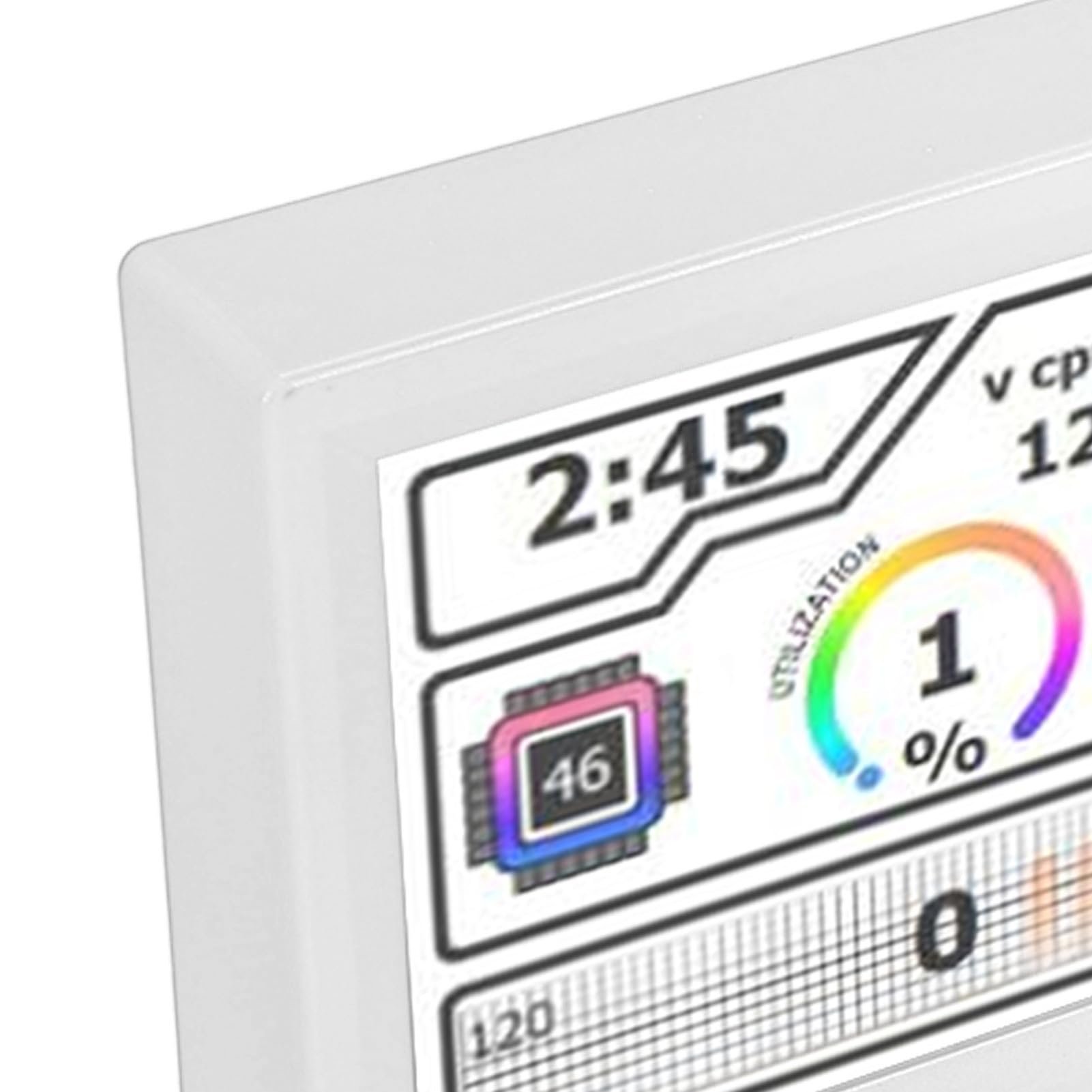 Jectse 8.8 Inch PC Temperature Monitor - Real-Time GPU, CPU, RAM, FPS & HDD Data Display with 360° Auto Rotation for Gaming PC Case - Customizable DIY Themes (White) - Perfect for Gaming Rigs, Workstations & PC Builds