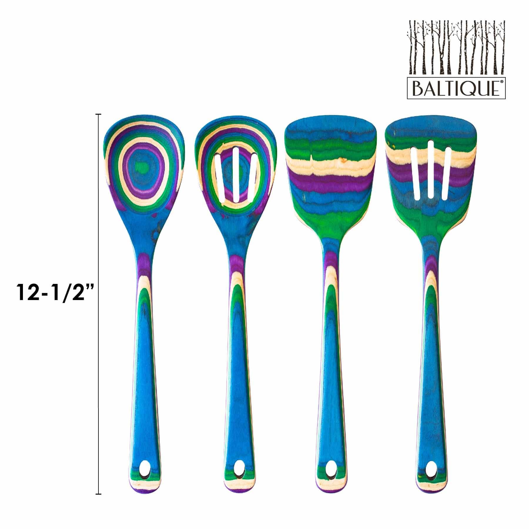 Baltique® Mumbai Collection 4-Piece Stainless Steel Cooking Utensil Set - Spatula, Spoon, Slotted Spoon & Ladle - Perfect for Non-Stick Cookware, Frying, Stirring & Serving - Dishwasher Safe Kitchen Tools