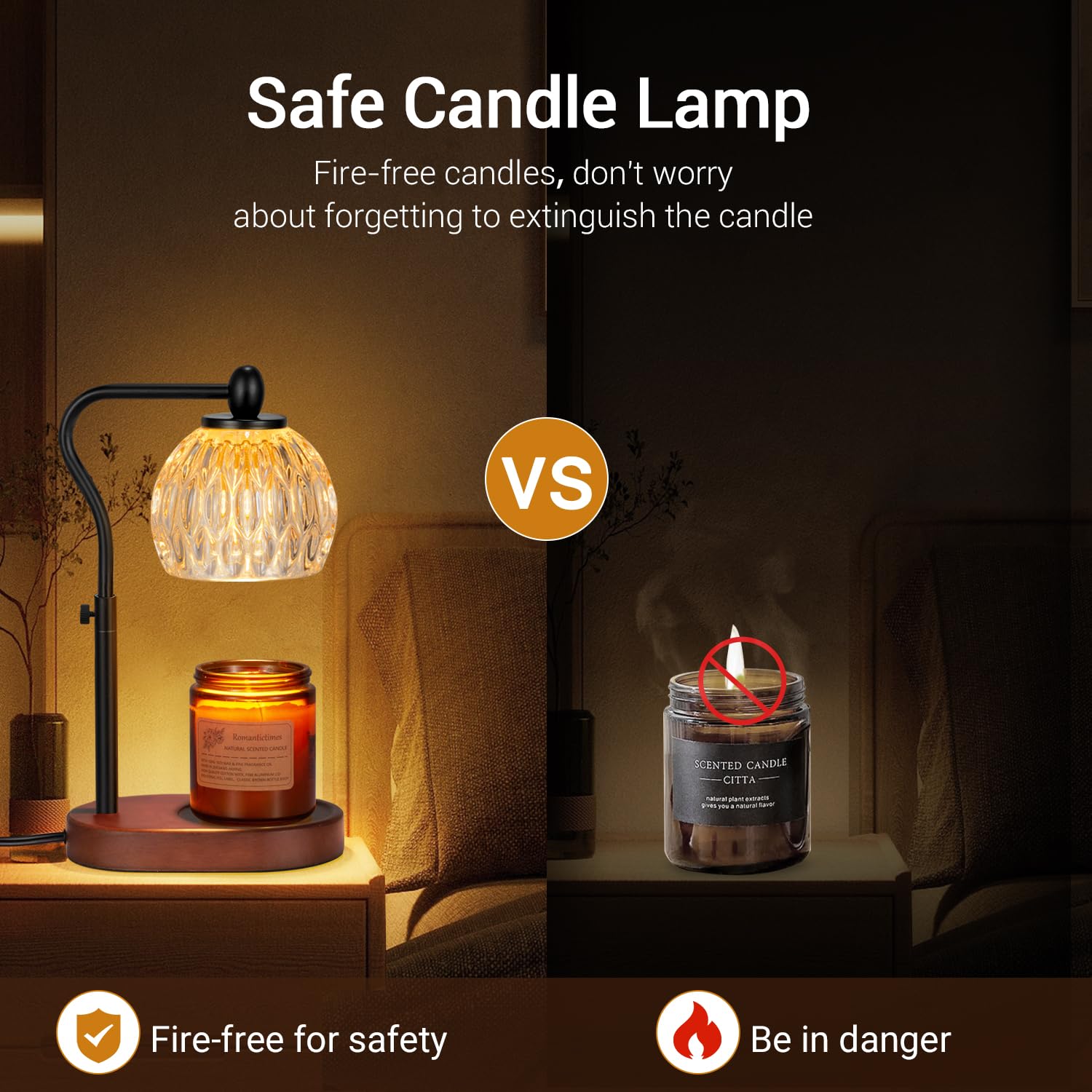 Adjustable Candle Warmer Lamp with Timer & Dimmer - 2 x 50W Bulbs Included - Scented Candle Melter for Home Decor, Aromatherapy & Relaxation - Perfect Mother's Day Gift (Black) - Ideal for Bedroom, Living Room & Spa Settings