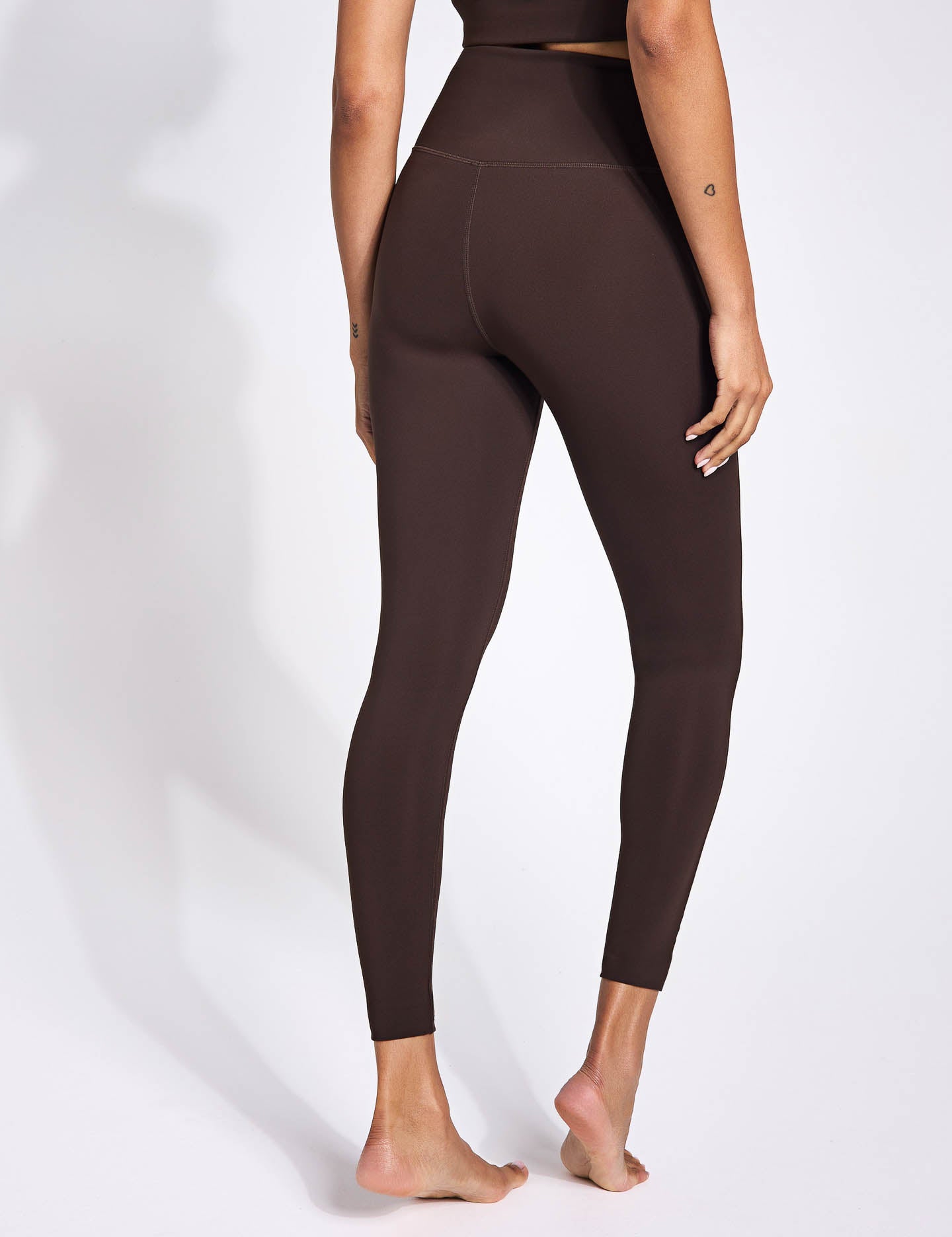 High Waisted Compression Leggings for Women - Cocoa Brown - Tummy Control Workout Yoga Pants for Running, Gym & Lounge