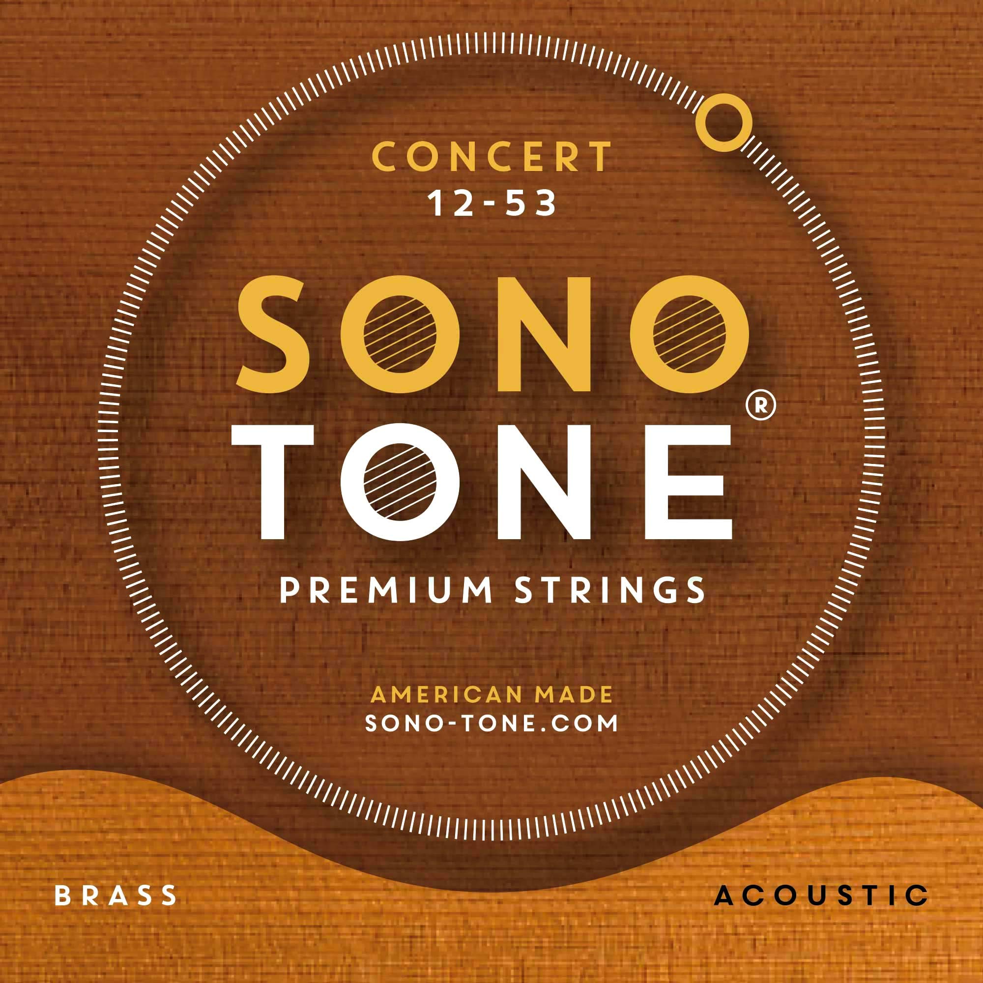 SonoTone Concert 12-53 Light Acoustic Guitar Strings - Custom Brass Alloy Wrap, Hand-Wound Hex Core for Bright Balanced Sustain - Vintage Traditional Sound American Made - Perfect for Folk, Bluegrass & Fingerstyle Playing