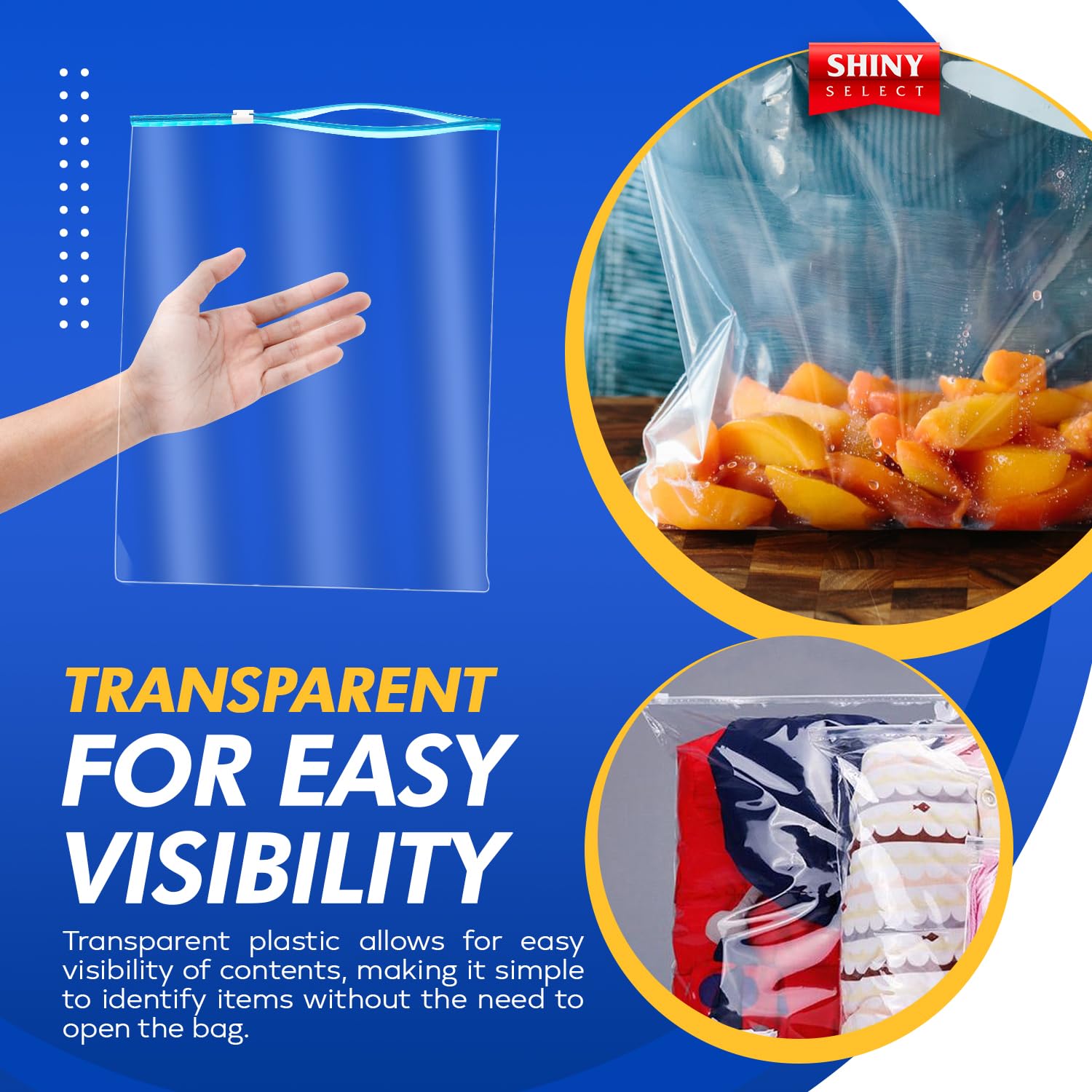 5 Gallon Jumbo Slider Storage Bags - 18x24 Inch Extra Large Clear Plastic Bags (10 Pack) - 2 Mil Thick Resealable for Home Organization, Travel, Seasonal Clothes & Baby Essentials - Perfect for Kitchen Storage, Luggage Packing & Closet Organization