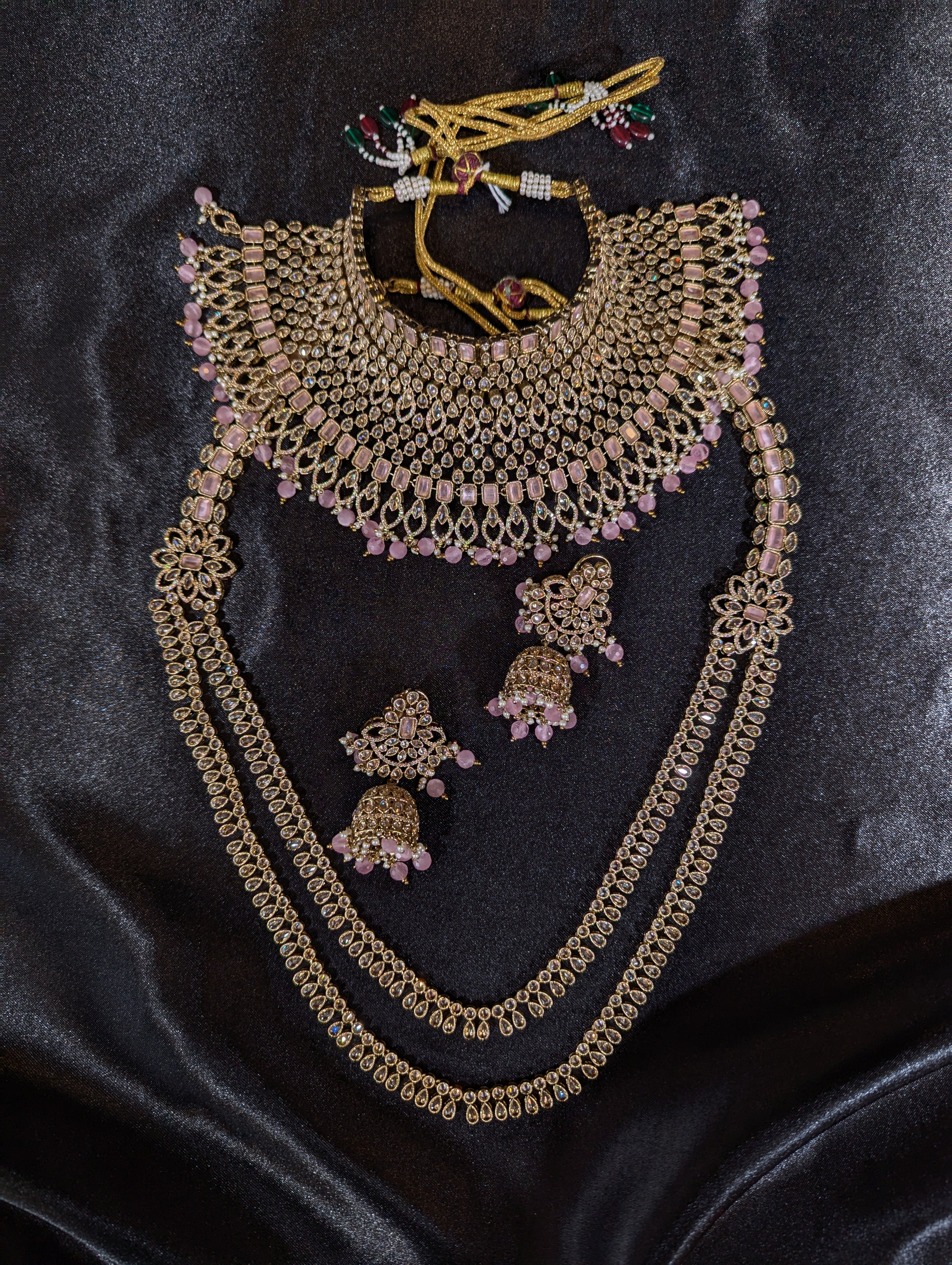 Aanya Bridal Polki Jewelry Set - Handmade Indian Kundan Necklace, Earrings & Maang Tikka for Wedding, Engagement & Special Occasions
