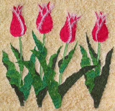 Premium Cotton Bath Towel Set with Embroidered Tulips - Soft & Absorbent Luxury Towels for Spa, Bathroom & Beach Use