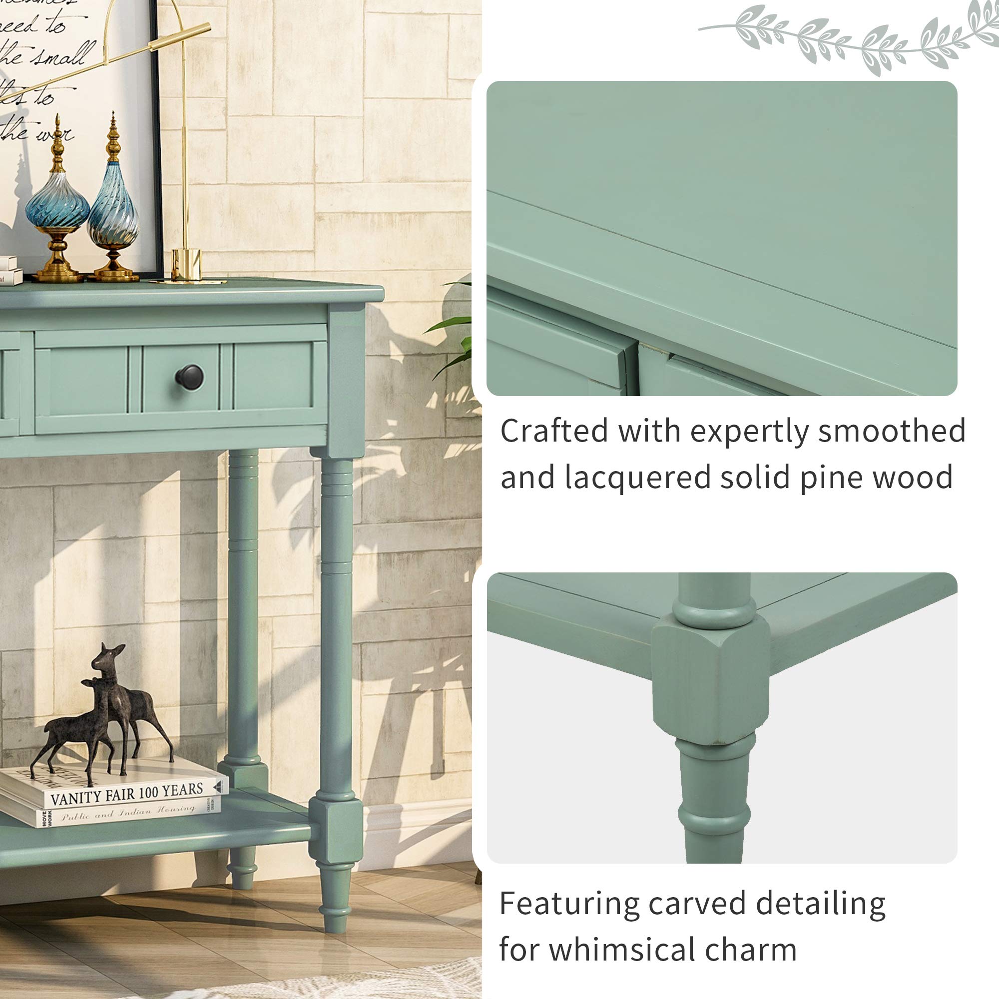 P PURLOVE Narrow Console Table with Drawer - Small Entryway Table for Hallway, Living Room & Foyer - Slim Sofa Table with Storage for Small Spaces & Apartments - Perfect for Home Decor & Organization