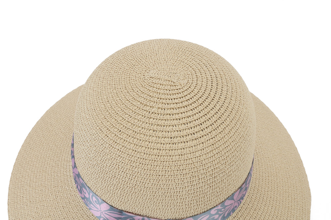 Stylish Beige and Pink Orchid Print Hat for Women - Perfect for Beach Vacations, Summer Outfits, and Outdoor Adventures