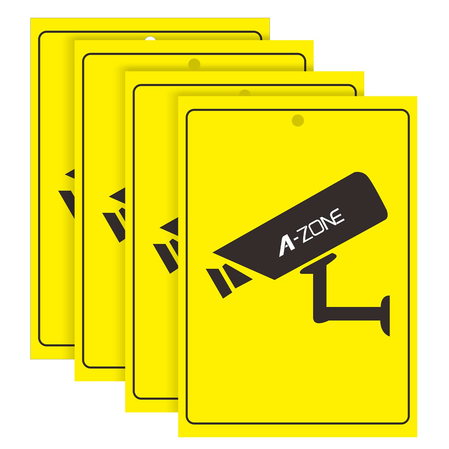 A-ZONE 10 x 7 Inch Outdoor Video Surveillance Sign - Private Property No Trespassing Warning with CCTV Camera Alert (4 Pack) - Ideal for Home Security, Business Protection, Driveway Monitoring & Warehouse Safety