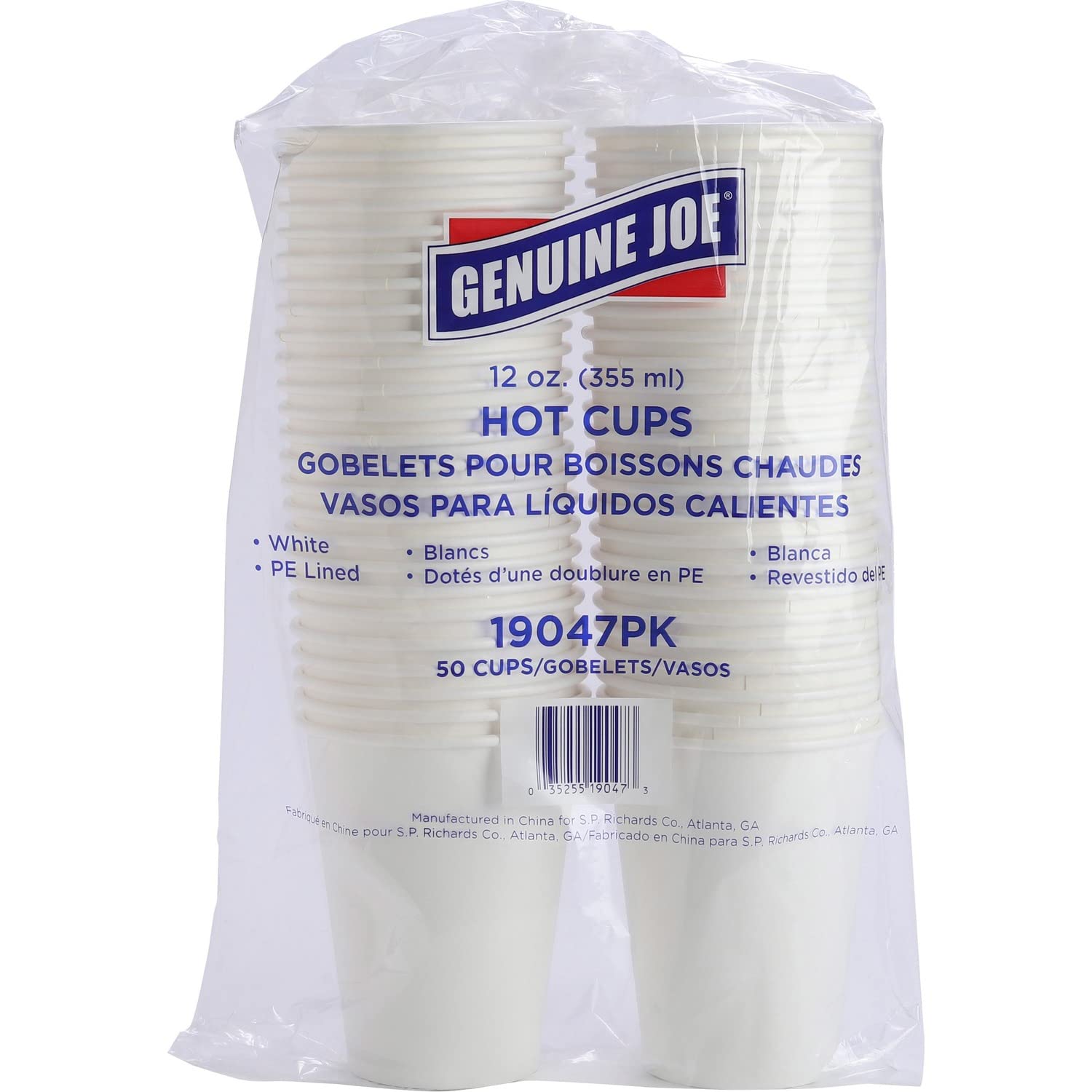 Genuine Joe 12oz Disposable Hot Cups with Lids - Insulated Coffee Cups for Hot Beverages, Perfect for Office, Cafes, and On-the-Go Use