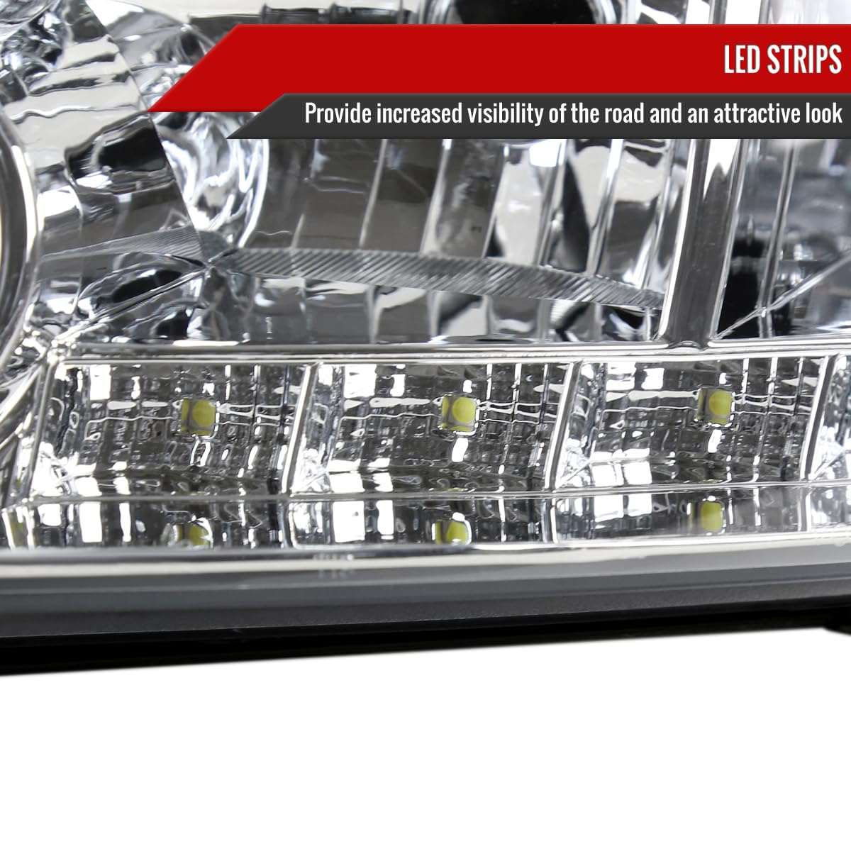 2006-2013 Car Replacement Clear Headlights with LED DRL Lamps - Compatible with 06-07 Models - Upgrade for Improved Visibility & Style