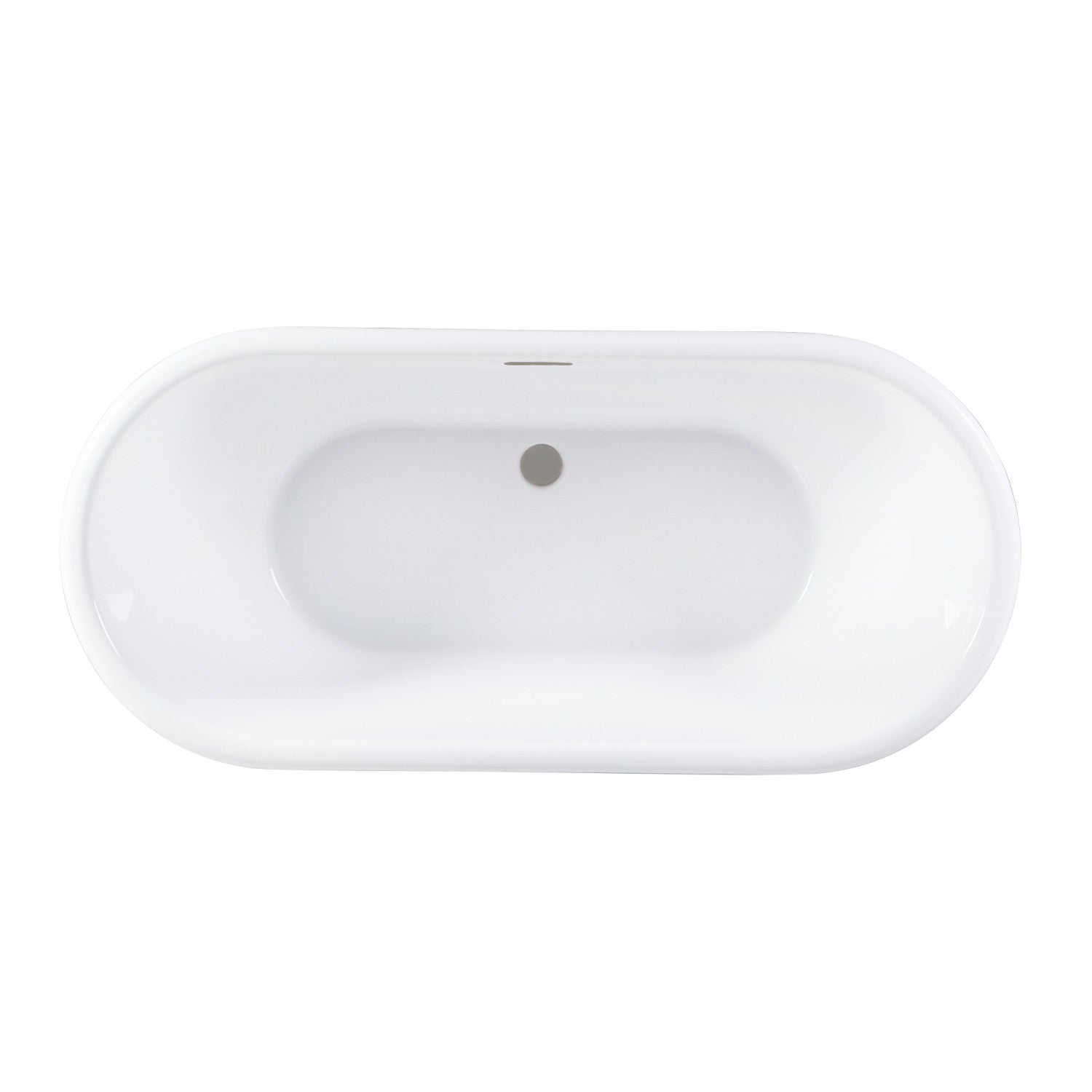 Aqua Eden 71 Inch Acrylic Oval Double Ended Pedestal Bathtub - Glossy White with Brushed Nickel Drain (No Faucet Holes) | Freestanding Soaking Tub for Luxury Bathroom, Spa Retreat & Master Suite Relaxation