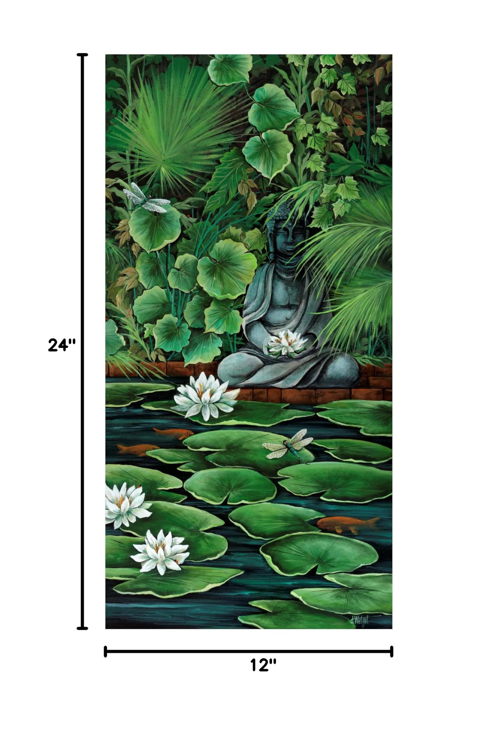 Debbi Wetzel 'Koi Pond' Canvas Wall Art Print - Japanese Water Garden Painting for Living Room, Bedroom & Office Decor