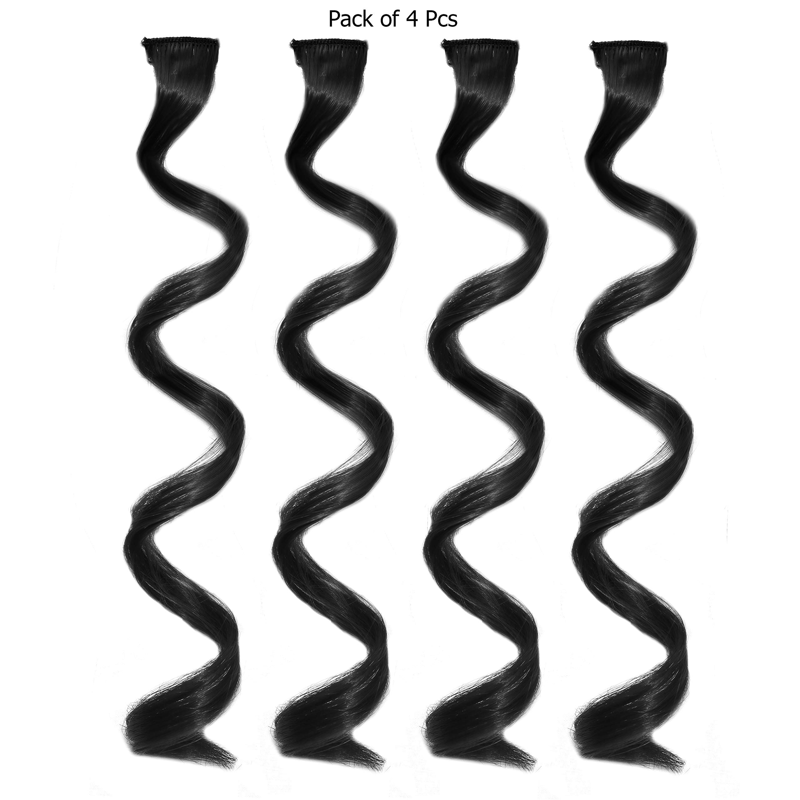 Rapidsflow® Colored Hair Extensions for Women & Girls - 4-Piece Set of Real Human Hair Highlights in Blue | Perfect for Parties, Cosplay & Fashion Styling