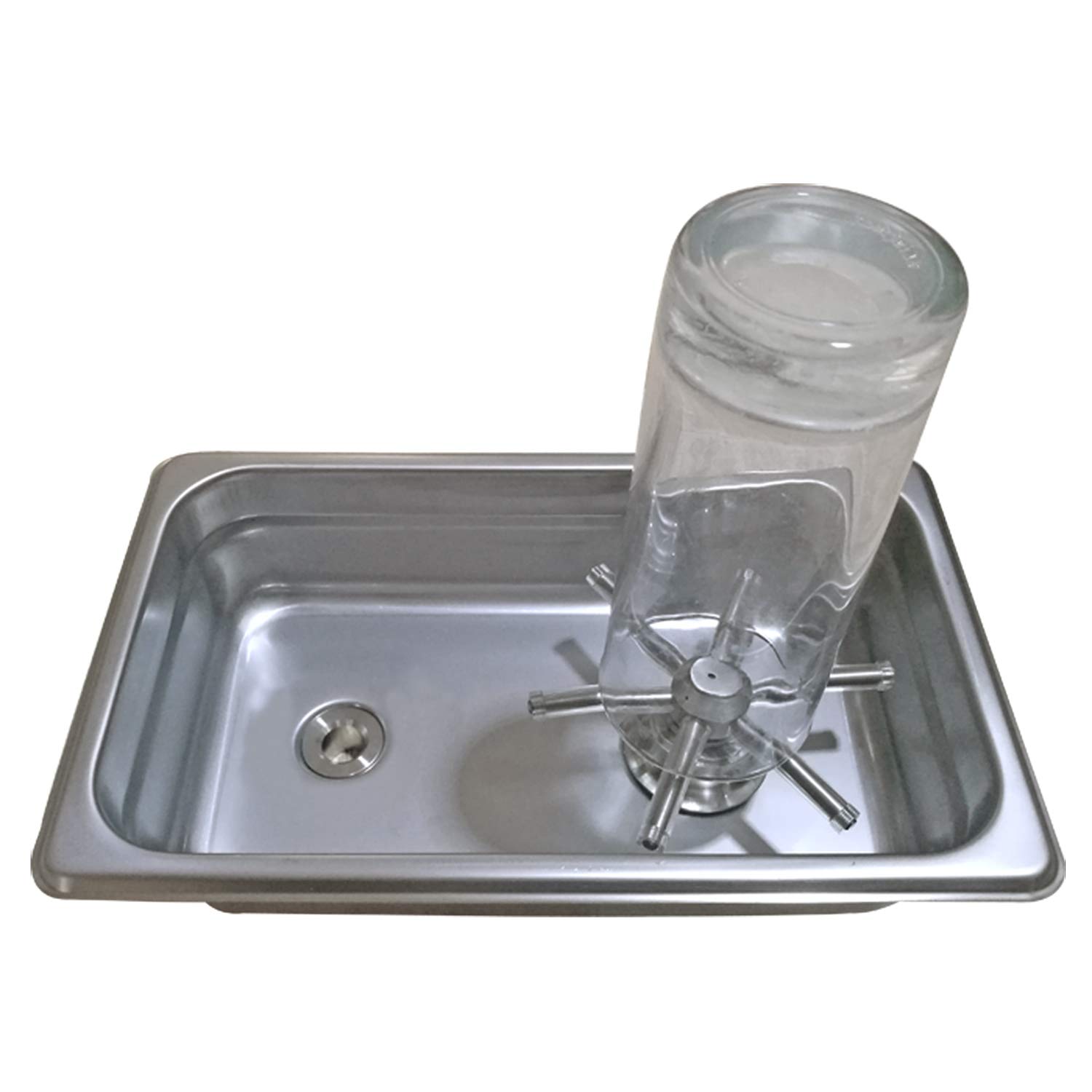 Premium Glass Rinser Cup Washer for Bar & Coffee Shop - YBB Pitcher Cleaner with Side Spray Nozzles, Drain & Drip Tray (10.4×6.5×2.6