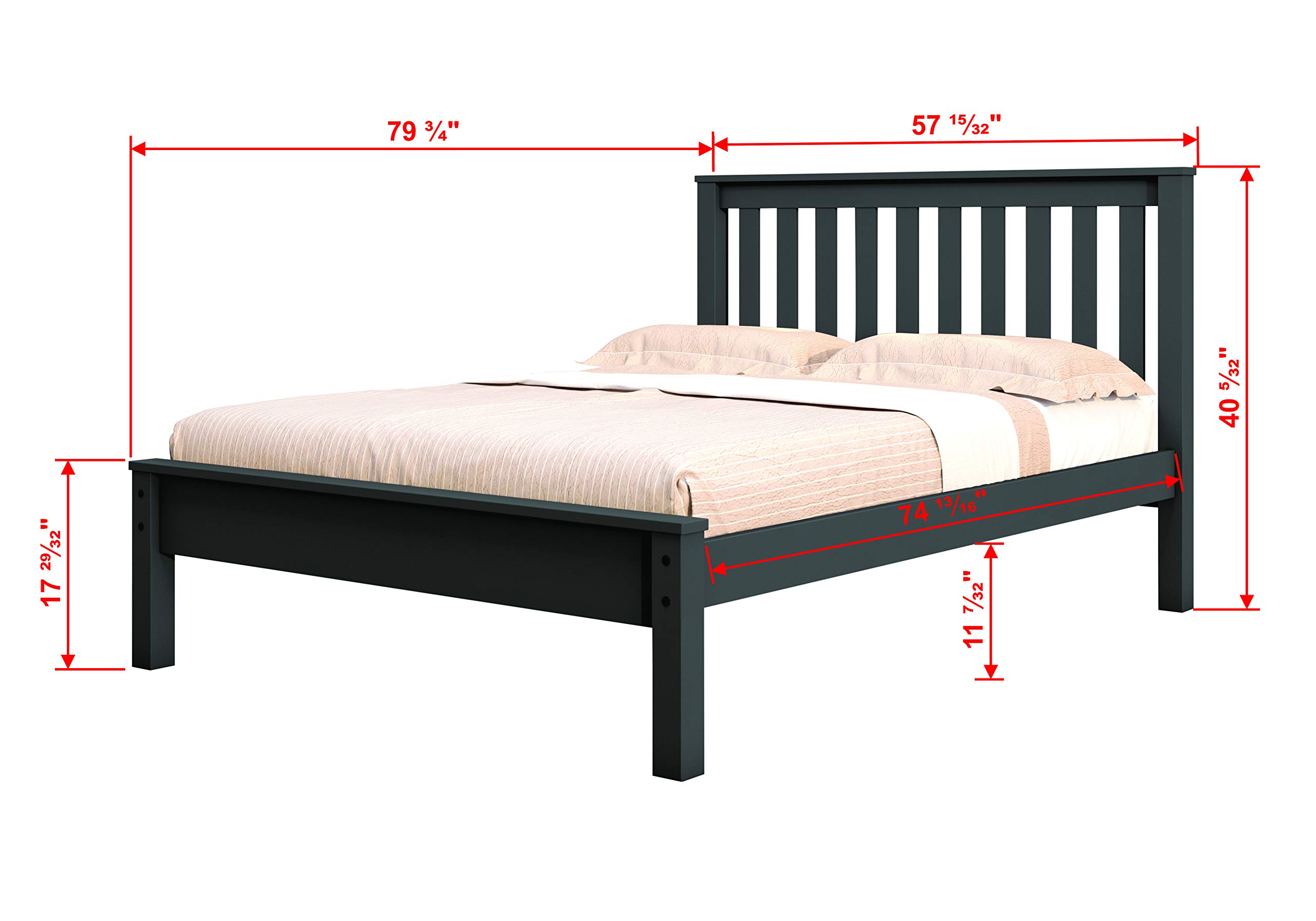DONCO Kids Contempo Full Size Bed Frame in Dark Grey - Modern & Stylish Bed for Children's Room, Nursery, or Guest Bedroom