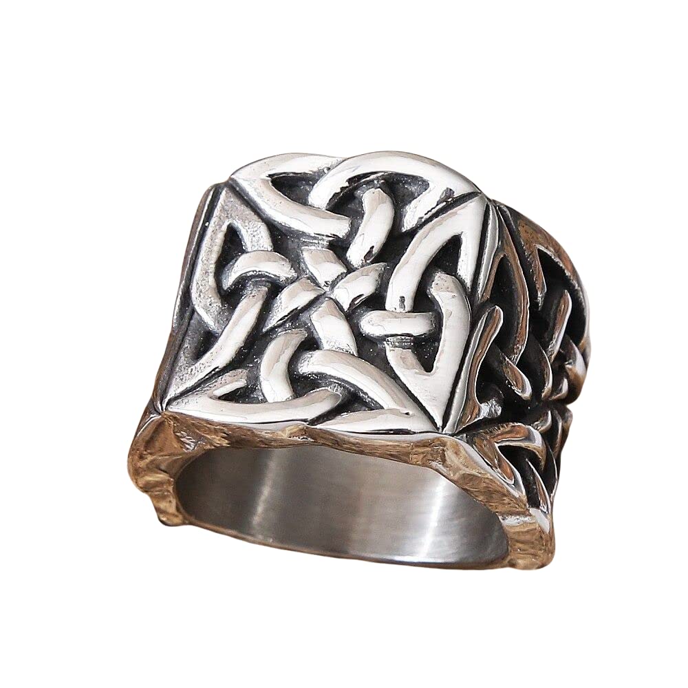 SAGEKING Vintage Stainless Steel Celtic Knot Ring for Men - Heavy Duty Viking Jewelry, Unique Biker Wedding Band, Anniversary Gift for Him - Perfect for Viking Cosplay, Medieval Reenactments & Biker Events (Size 13)