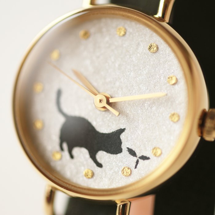 Japanese Handmade Women's Wristwatch - Cat & Seed Leaf Design | Elegant Fashion Accessory for Daily Wear, Office & Special Occasions