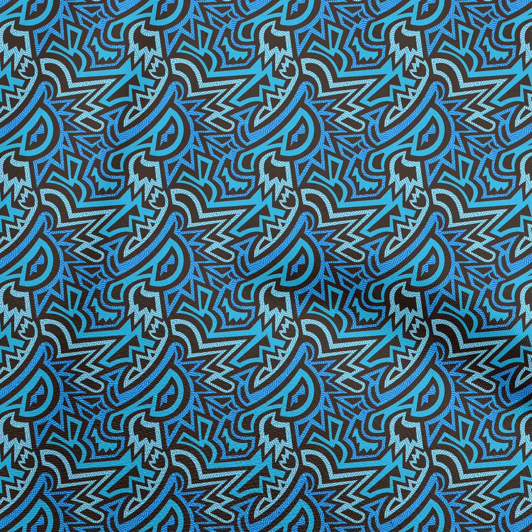 oneOone Cotton Cambric Royal Blue Printed Fabric - 42 Inch Wide Abstract Sewing Material by The Yard for DIY Clothing, Dresses, Quilts & Home Decor Projects