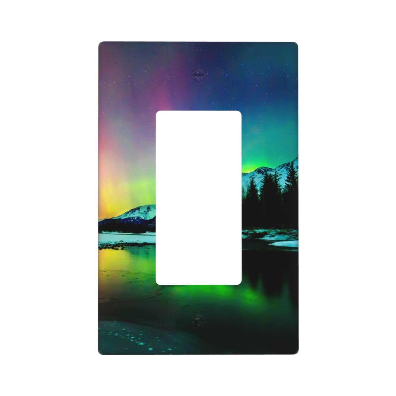 Northern Lights Aurora Borealis Decorative Light Switch Cover - Single Rocker 1 Gang Wall Plate (4.5