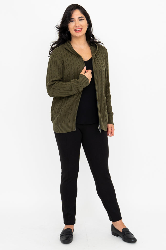 Elsie Sweater - Soft Cotton Knit Pullover in Olive Green | Women's Casual Wear for Fall & Winter | Perfect for Office, Dates & Cozy Evenings