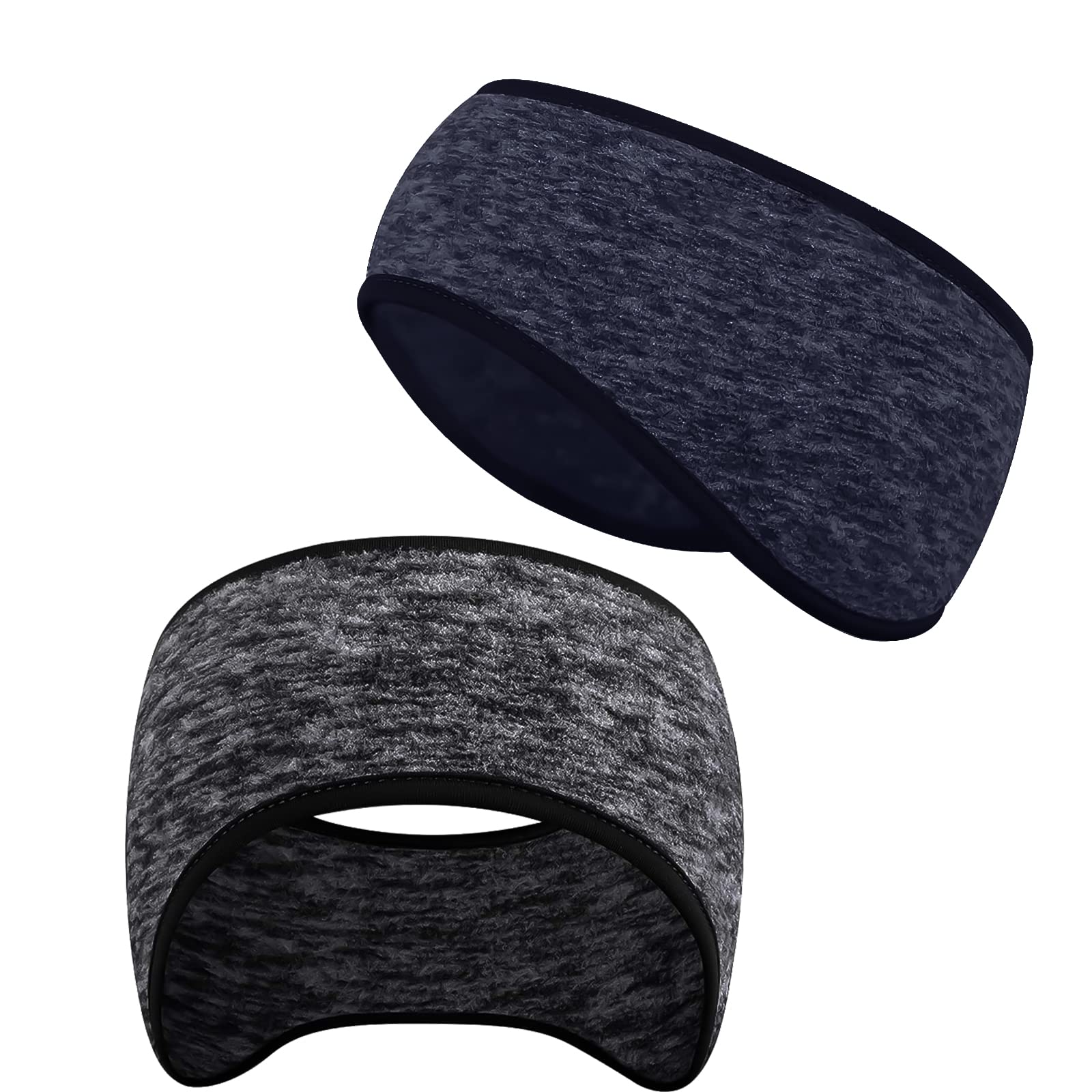 SAVITA 2 Pack Thermal Ear Warmers Headband - Stretchy Winter Earmuffs for Women, Men & Girls - Moisture Wicking Ski Headbands for Workout, Running & Cold Weather Activities