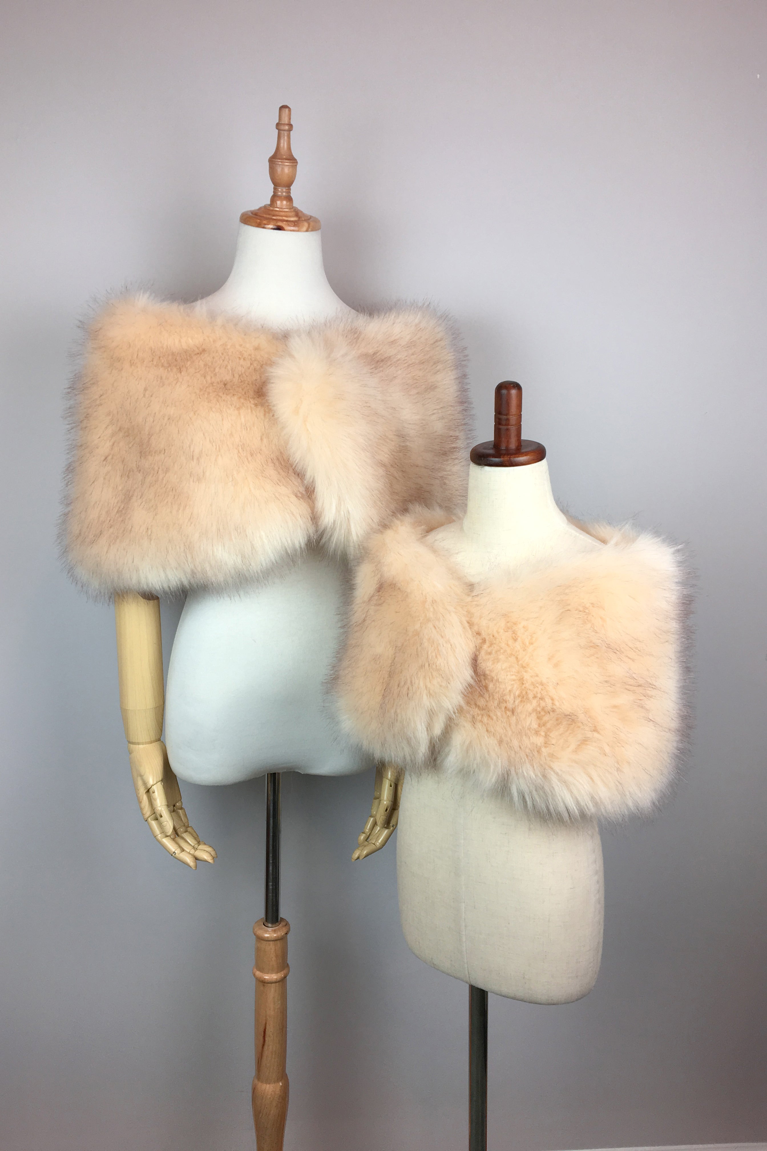 Luxury Champagne Fur Wrap Shawl - Soft Faux Fur Stole for Women (Serena Cha03) - Perfect for Weddings, Parties, and Evening Events