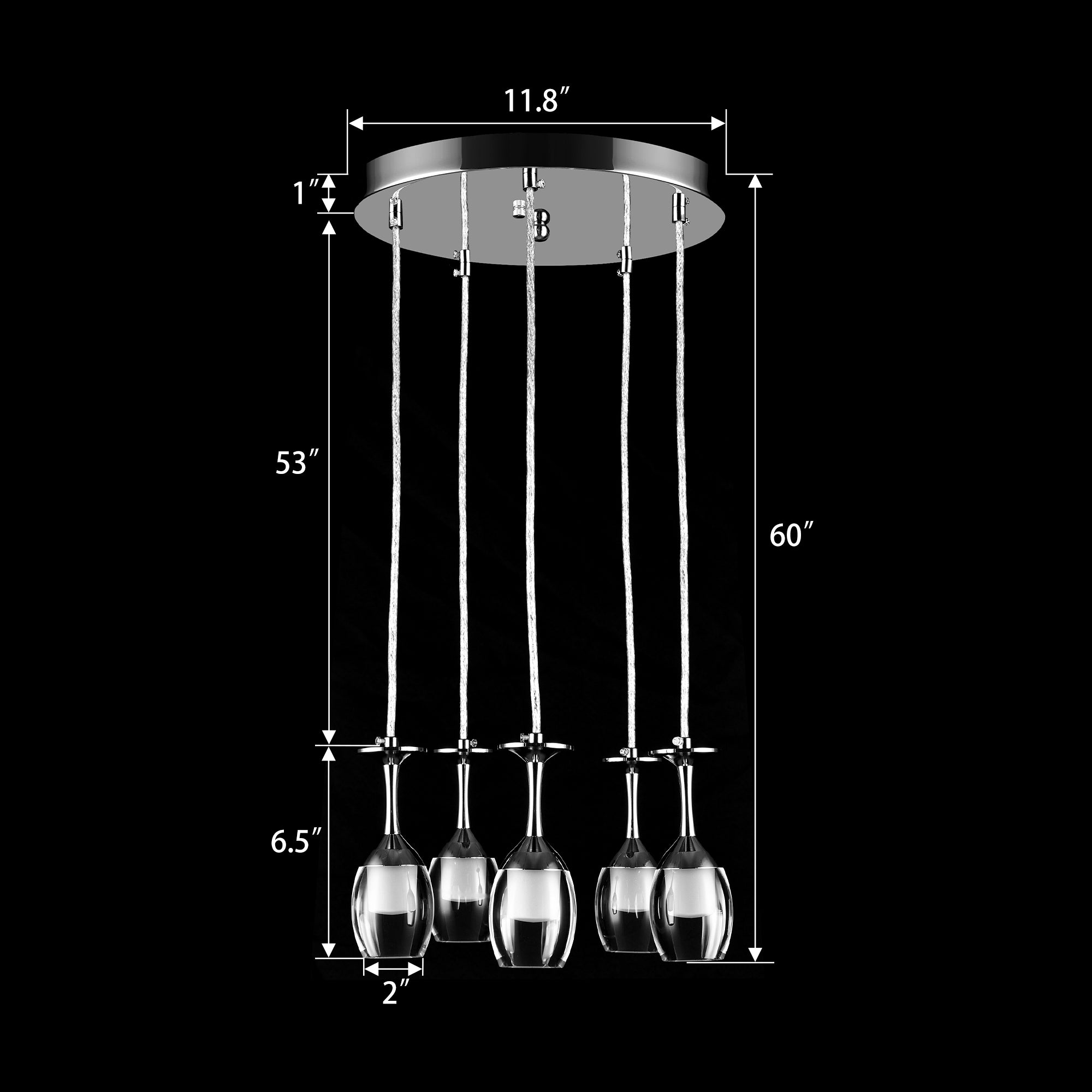 Bacchus Clear Acrylic Red Wine Glass Shaped Smart RGB Pendant Light - Modern LED Hanging Lamp for Dining Room, Bar, and Home Decor