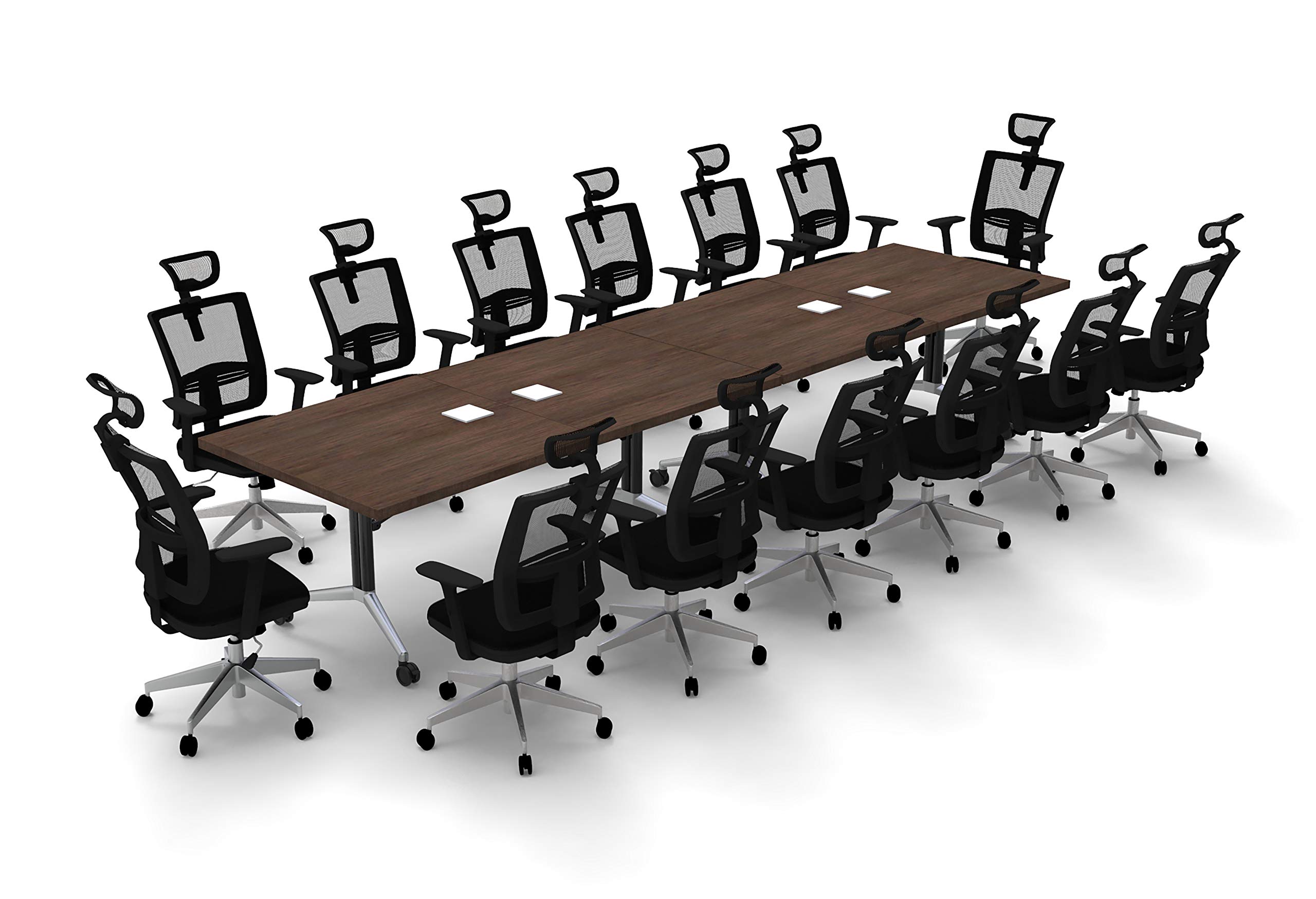 14-Person Foldable Conference Table - Java X-Thick Top with Chrome Base for Office Meetings & Seminars