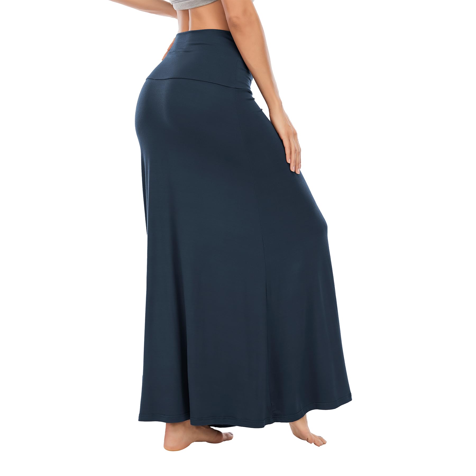Zando Women's High Waisted Maxi Skirt - Trendy Flared Stretchy Long Skirt with Floral Print for Casual Wear, Workout & Office | Perfect for Summer, Beach & Special Occasions