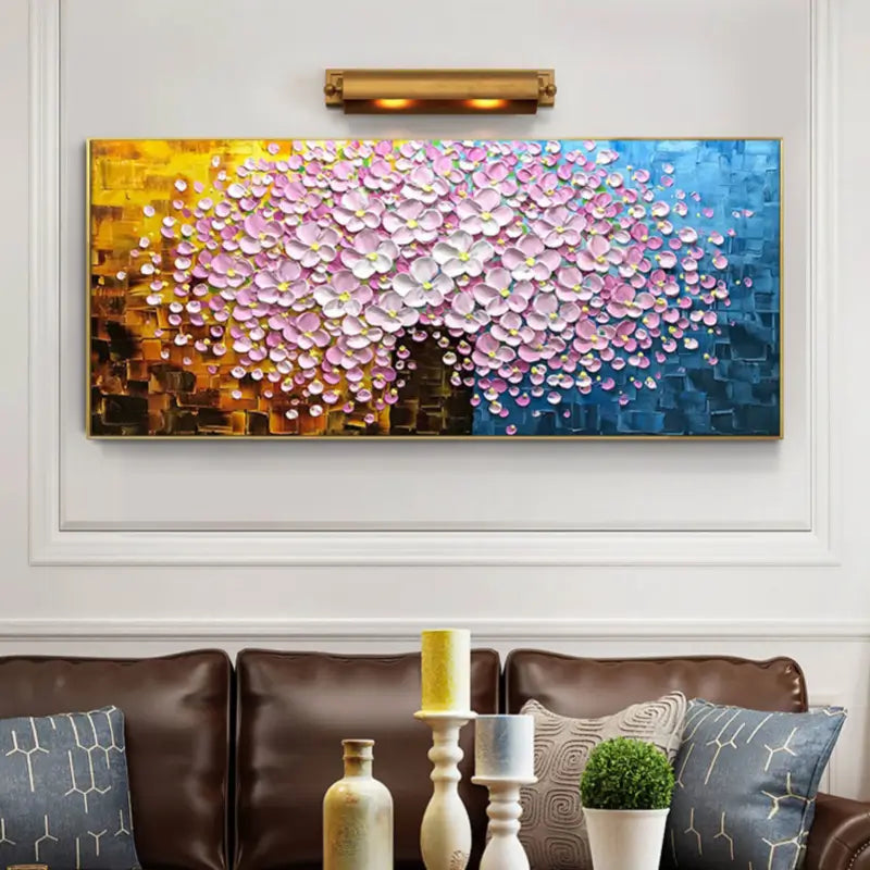 Flower and Tree Painting #FT005 - Handmade Canvas Art for Home Decor, Office Wall Art, Living Room & Bedroom Aesthetic