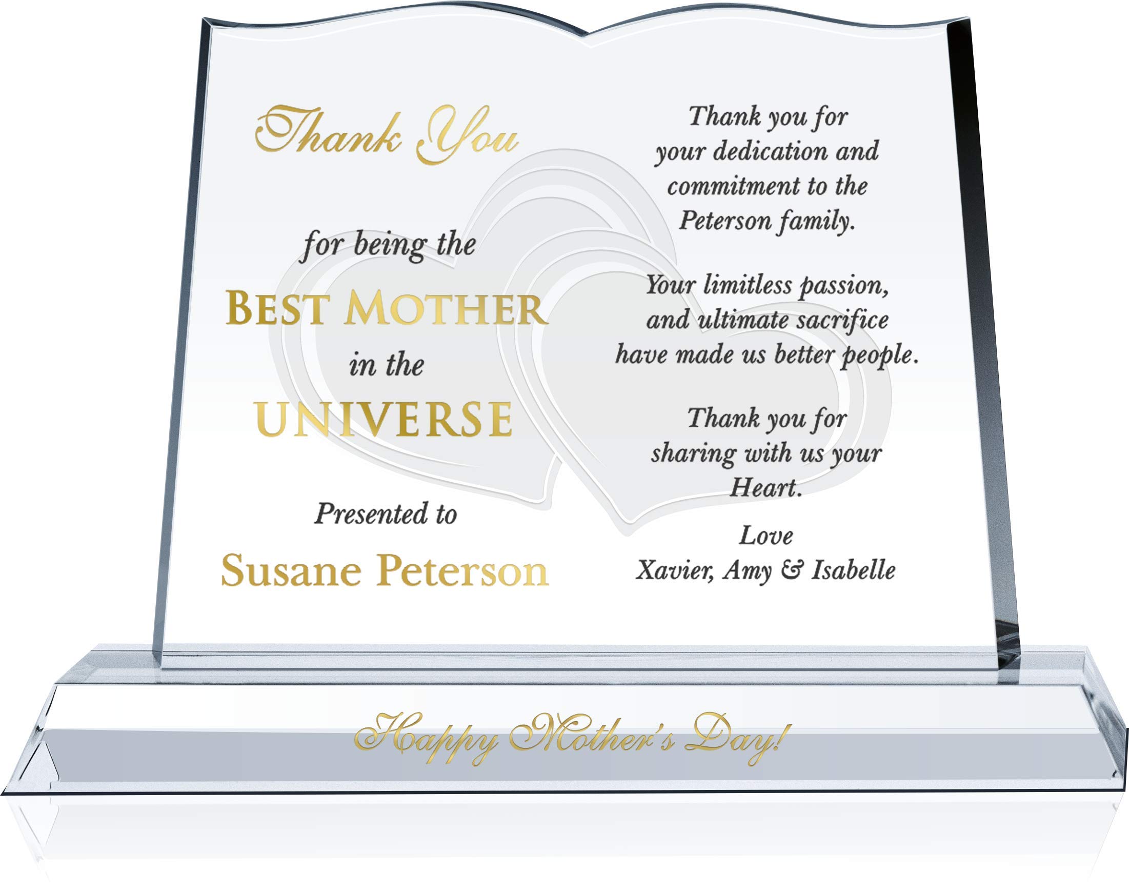 Custom Engraved Mother's Day Plaque - Personalized Gift for Mom with Names of Children - Unique Thank You Present from Son, Daughter or In-Laws - 10 Inch Wooden Keepsake for Best Mom Ever - Perfect for Mother's Day, Birthday, Anniversary & Home Decor
