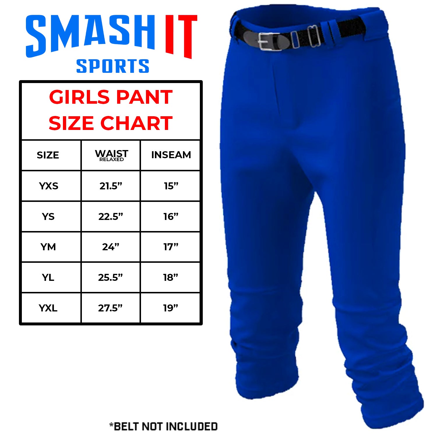 Smash It Sports Youth Girls Select Elite Fastpitch Softball Pants - Breathable & Durable for Training & Games
