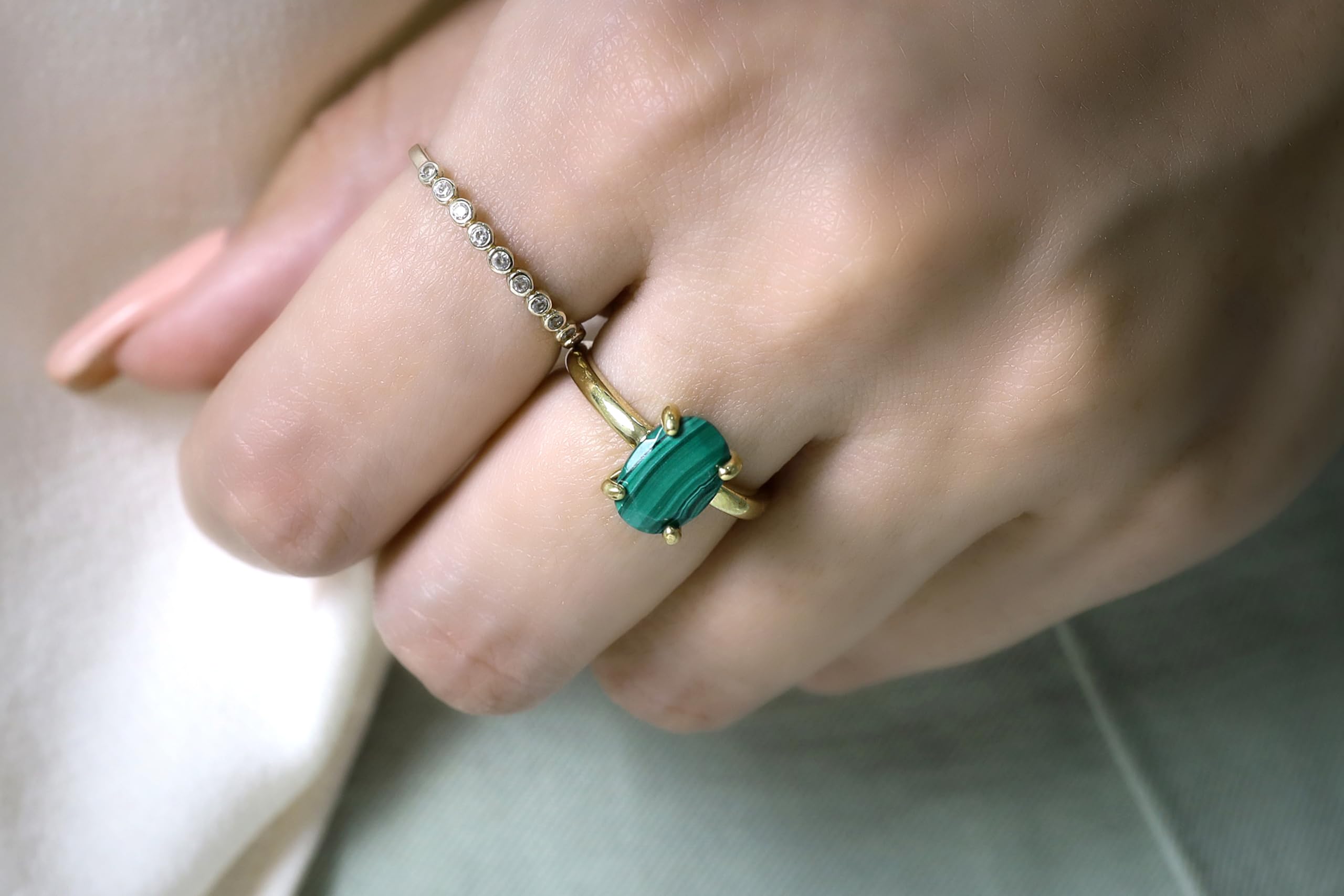 Vibrant Malachite Ring - Handmade Green Gemstone Jewelry for Women - Perfect for Engagement & Everyday Wear