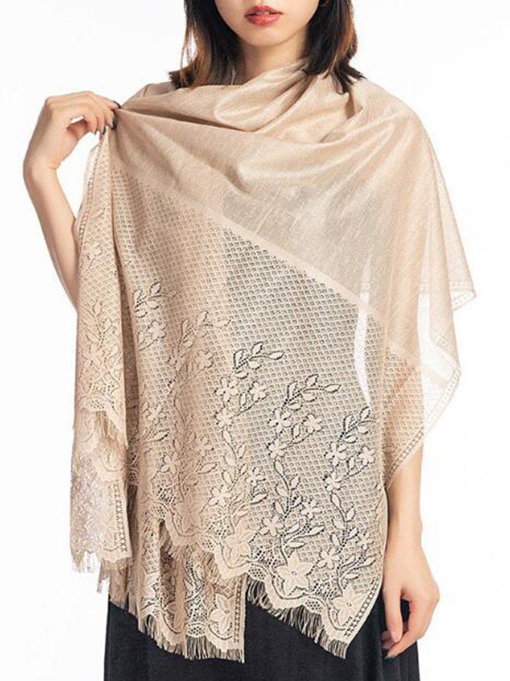 Elegant Lace Shawls and Wraps for Women - Floral Mesh Wedding Scarf, Evening Party Accessories for Brides & Dresses - Perfect for Weddings, Galas, and Special Occasions