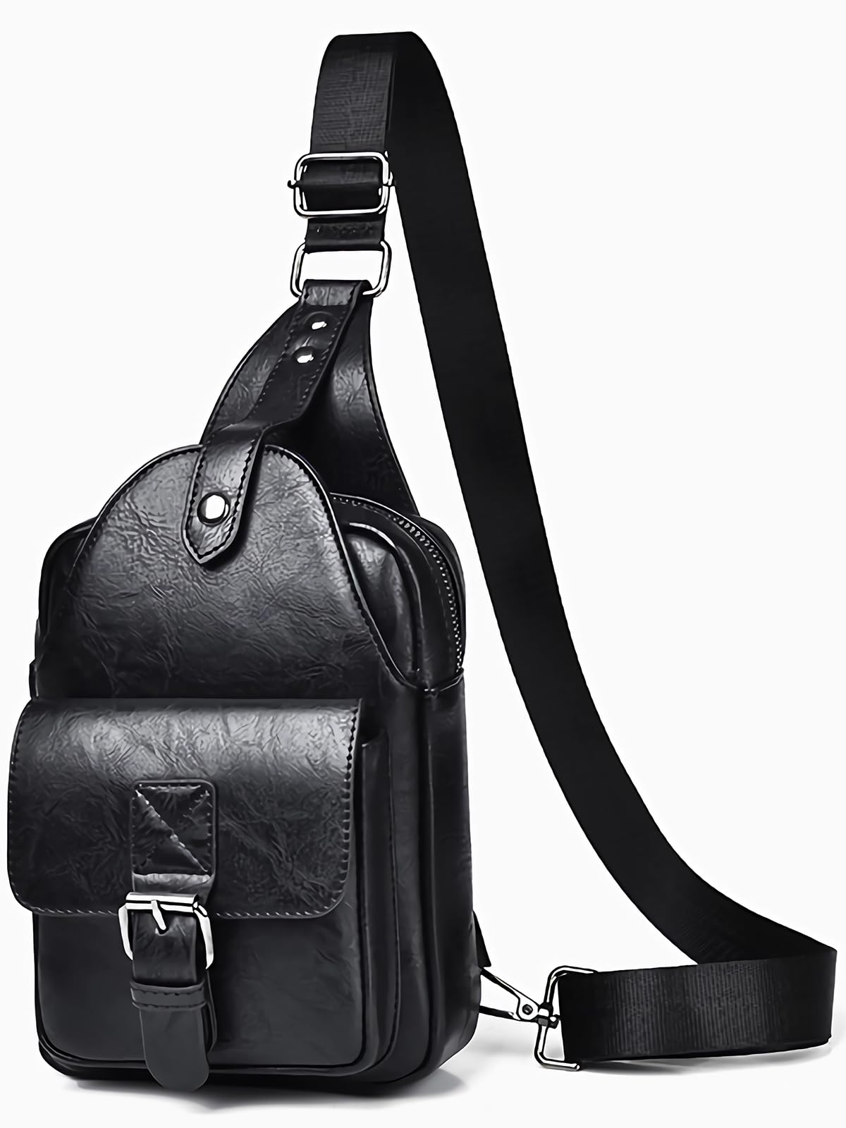 Stylish & Durable Leather Crossbody Sling Bag for Women & Men - Adjustable Chest Backpack Purse for Hiking, Travel & Everyday Use | Perfect for Work, Gym & Outdoor Adventures