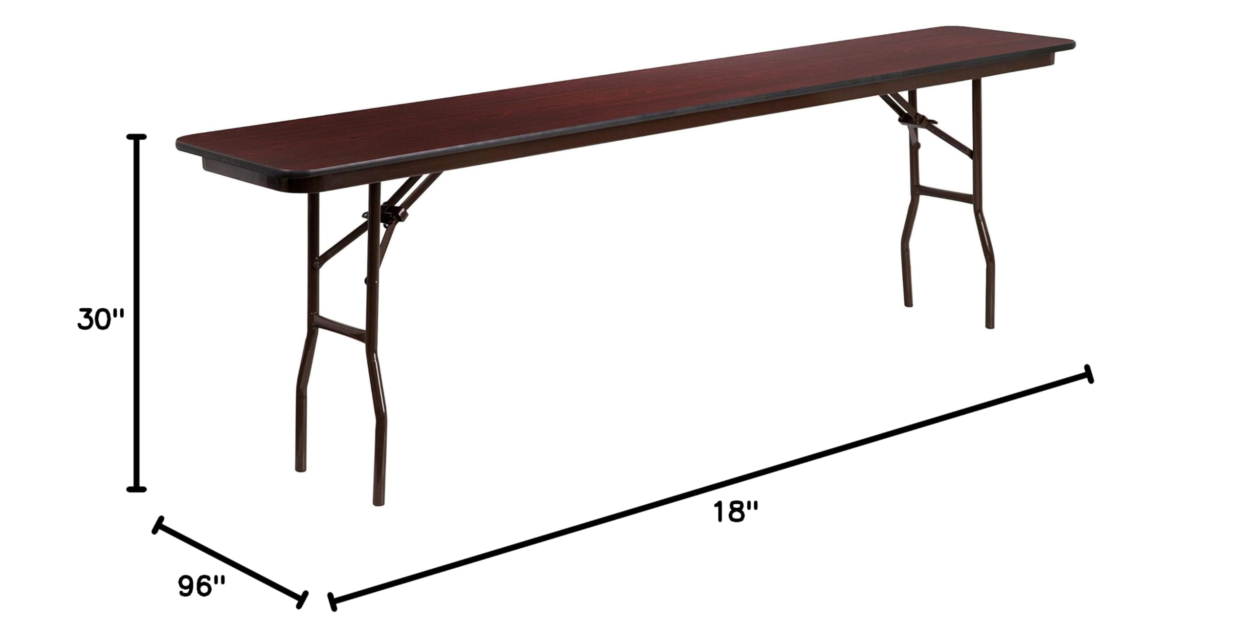 Flash Furniture Floyd 8-Foot Mahogany Laminate Folding Training Table - Durable High-Pressure Surface for Classrooms, Meetings & Events | Space-Saving Foldable Design