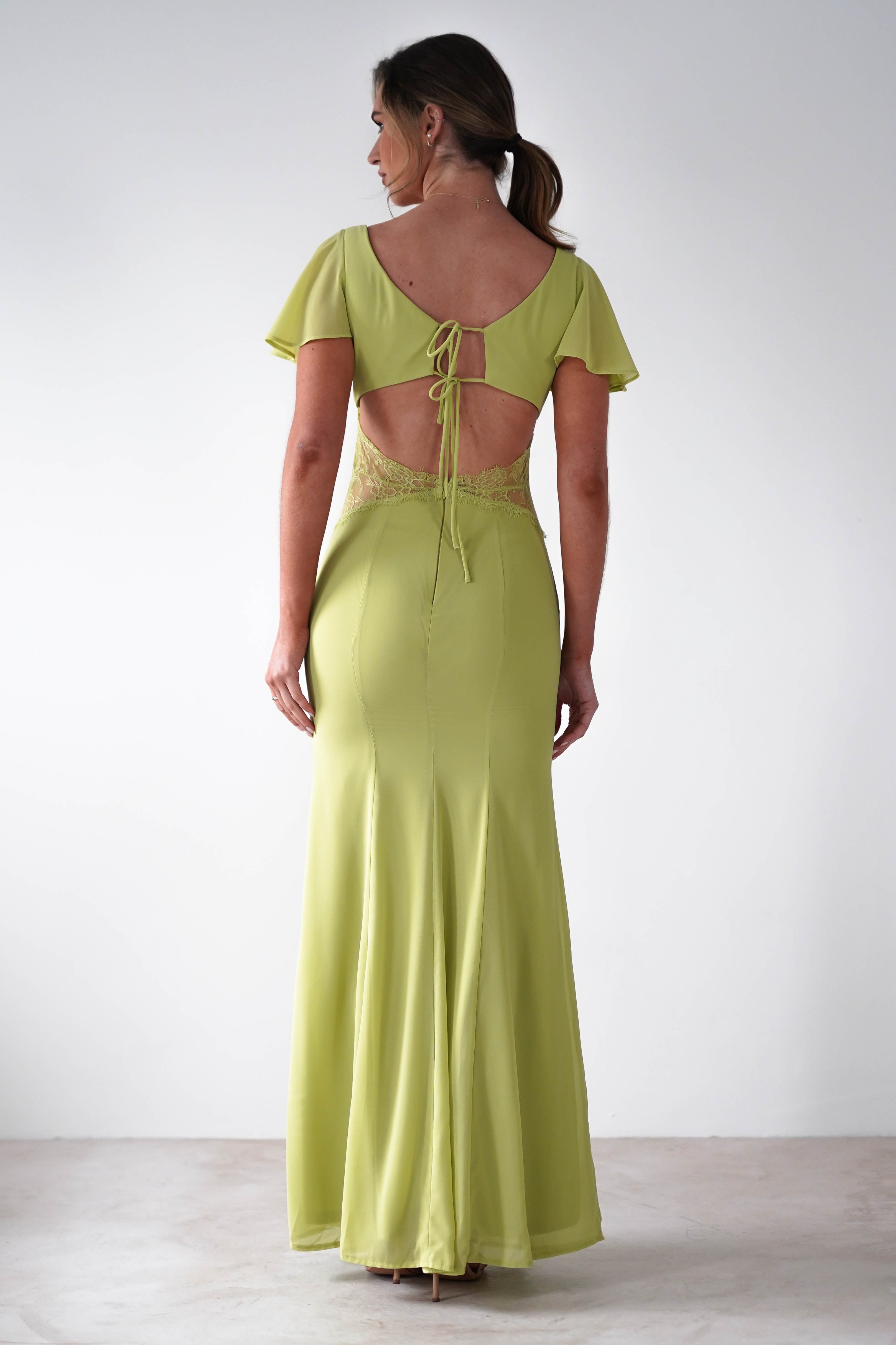 Preston Flutter Sleeve Maxi Dress - Lime Green Summer Dress for Women | Beach Wedding, Vacation & Party Wear