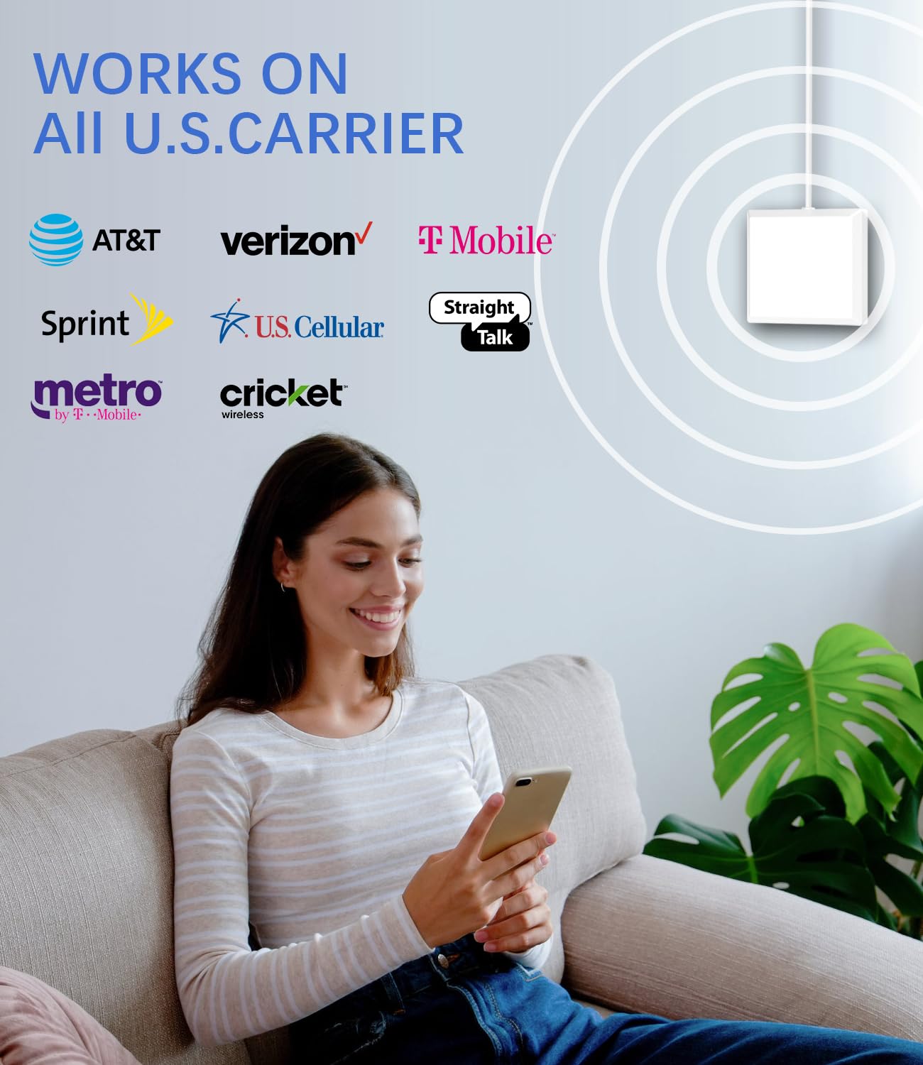 5G 4G 3G Cell Phone Signal Booster for Home - FCC Approved 5,000 Sq Ft Coverage - Compatible with All US Carriers (Bands 2/4/5/12/13/17/25/30/66/71) - Perfect for Rural Areas, Basements & Large Homes