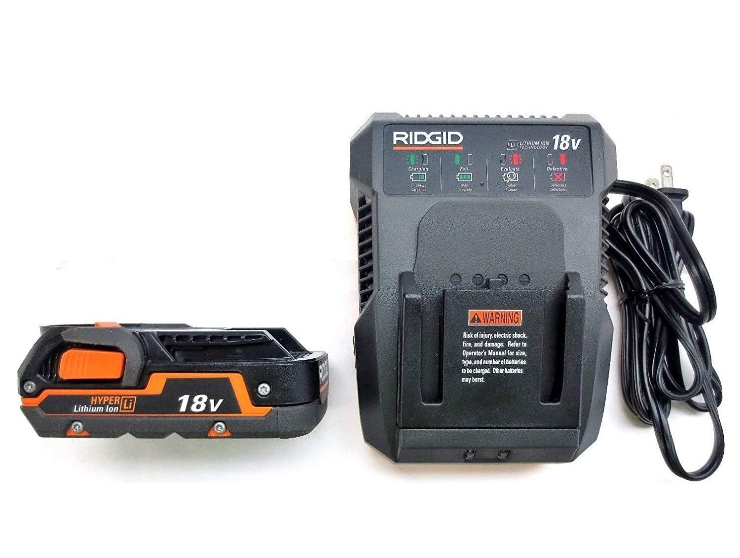 Ridgid R86092 18V Dual Chemistry Battery Charger with R840085 Battery - Fast Charging for Power Tools, Drills & Outdoor Equipment