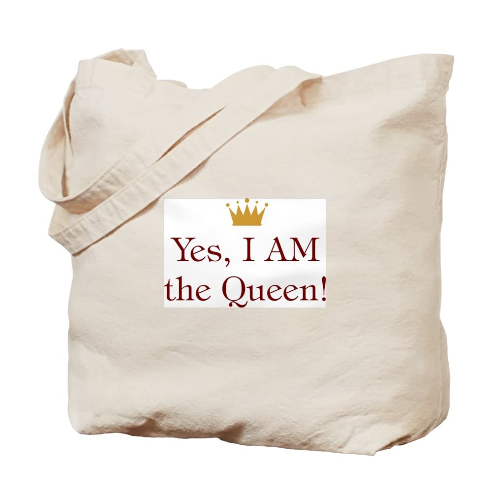 Yes I AM The Queen Tote Bag - Natural Canvas Reusable Shopping Bag for Women, Groceries, Beach & Everyday Use