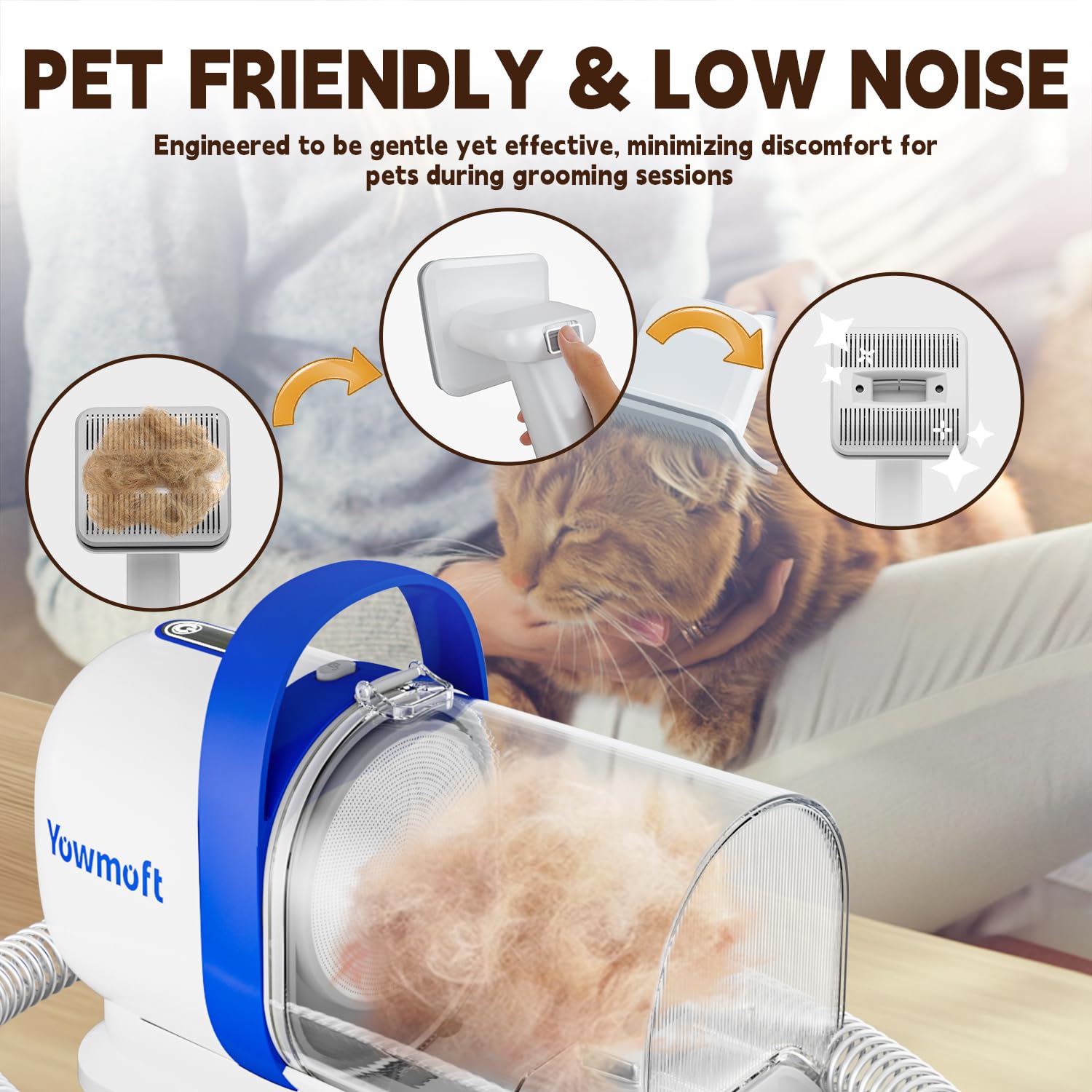 Dog Grooming Vacuum & Kit - 2L Capacity, 11Kpa Pet Hair Vacuum with 15 Grooming Tools for Dogs & Cats - Perfect for Home Shedding Control & Pet Care