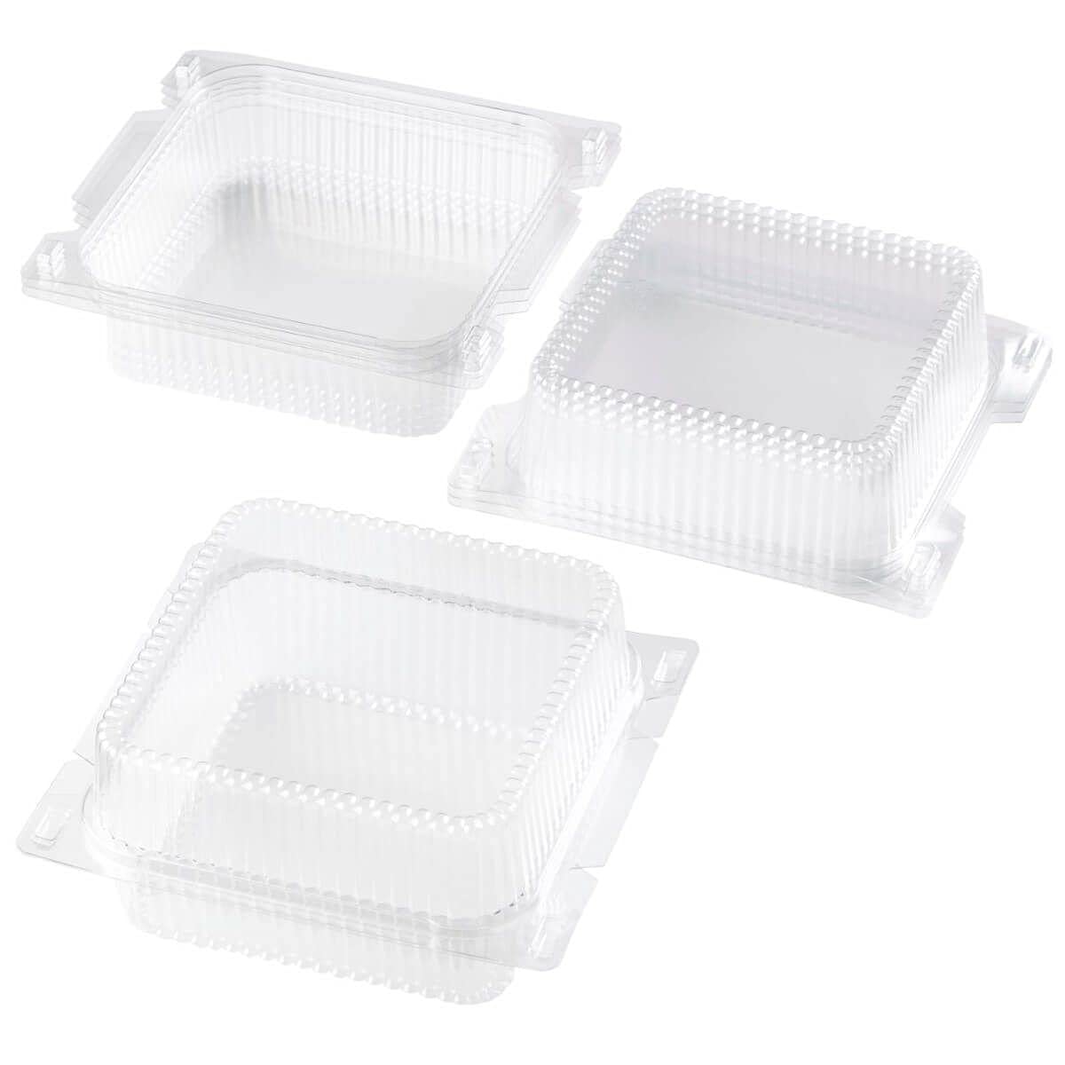 Clear Plastic Clamshell Treat Boxes for Candy, Cookies & Cakes - 4 Pack with Lids | Perfect for Bakery Packaging, Party Favors & Gift Boxes
