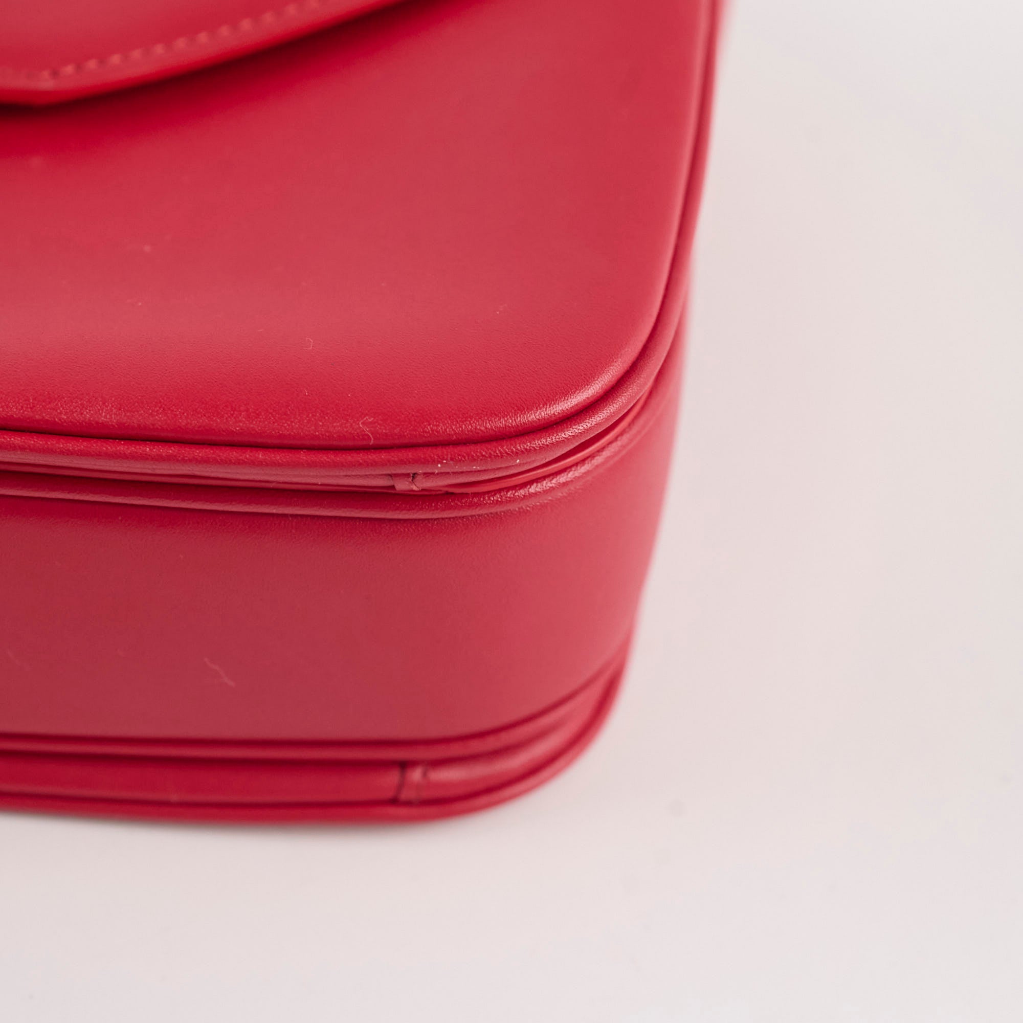 Celine Red C Logo Bag Smooth Calfskin Leather Handbag for Women - Luxury Designer Shoulder Bag for Work, Party & Everyday Use