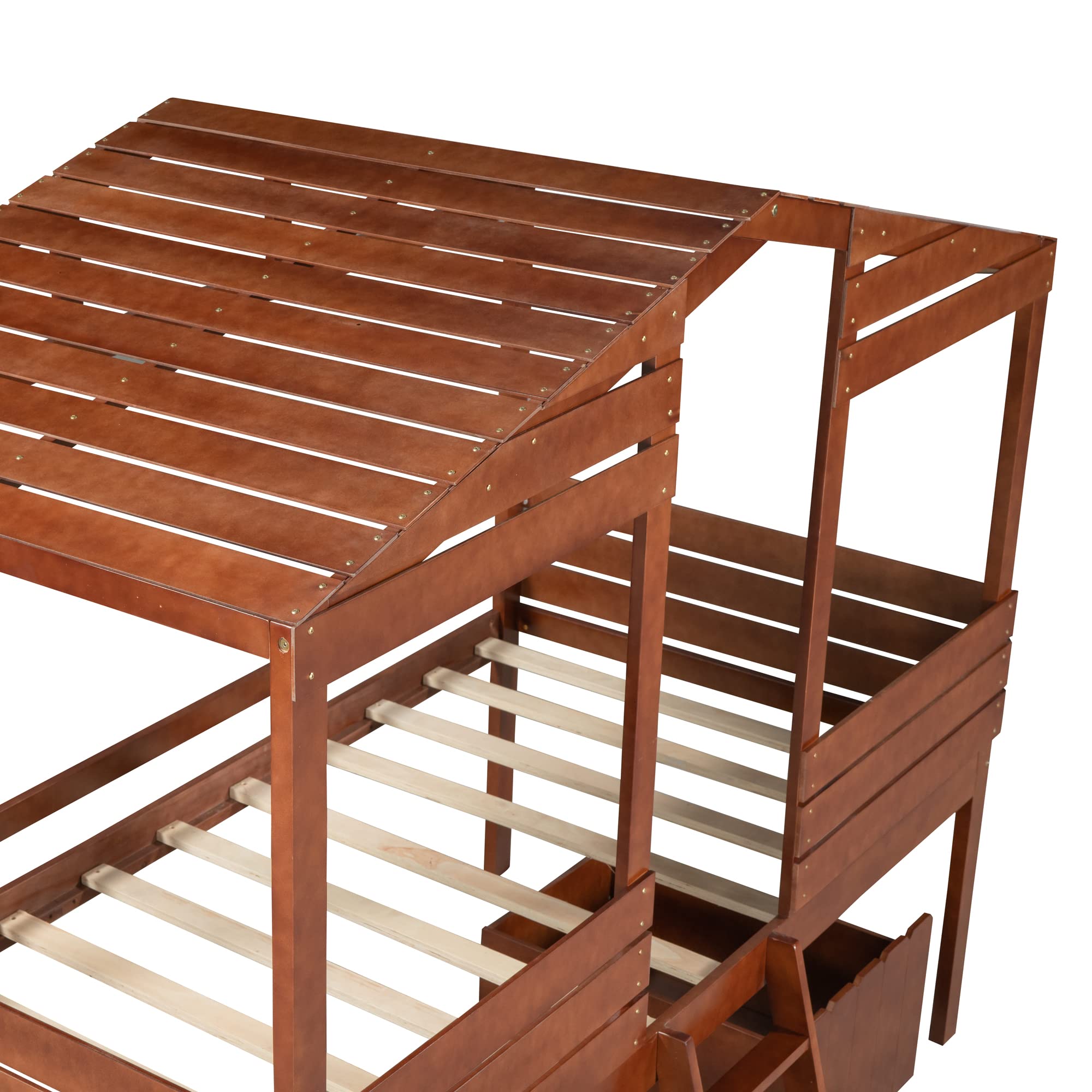 Softsea Twin House Loft Bed with Storage - Kids Play & Sleep Space