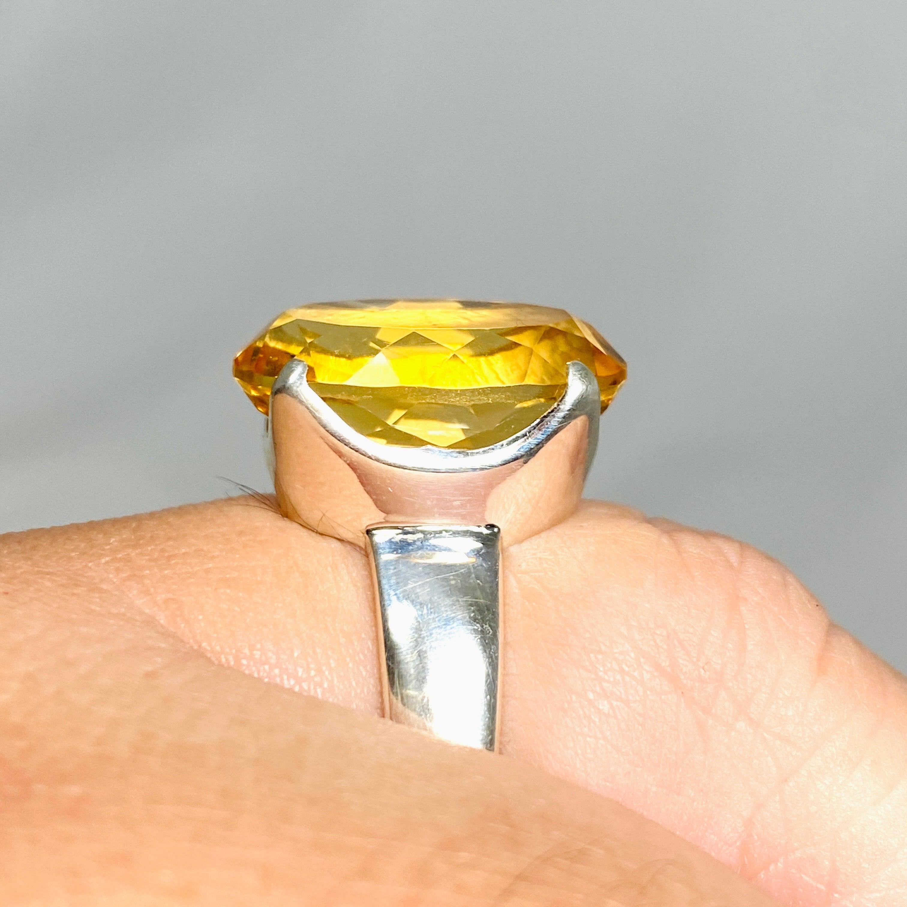 Natural Citrine Faceted Oval Ring for Women - Size 11 Sterling Silver Jewelry - Perfect for Birthday, Anniversary & Everyday Elegance