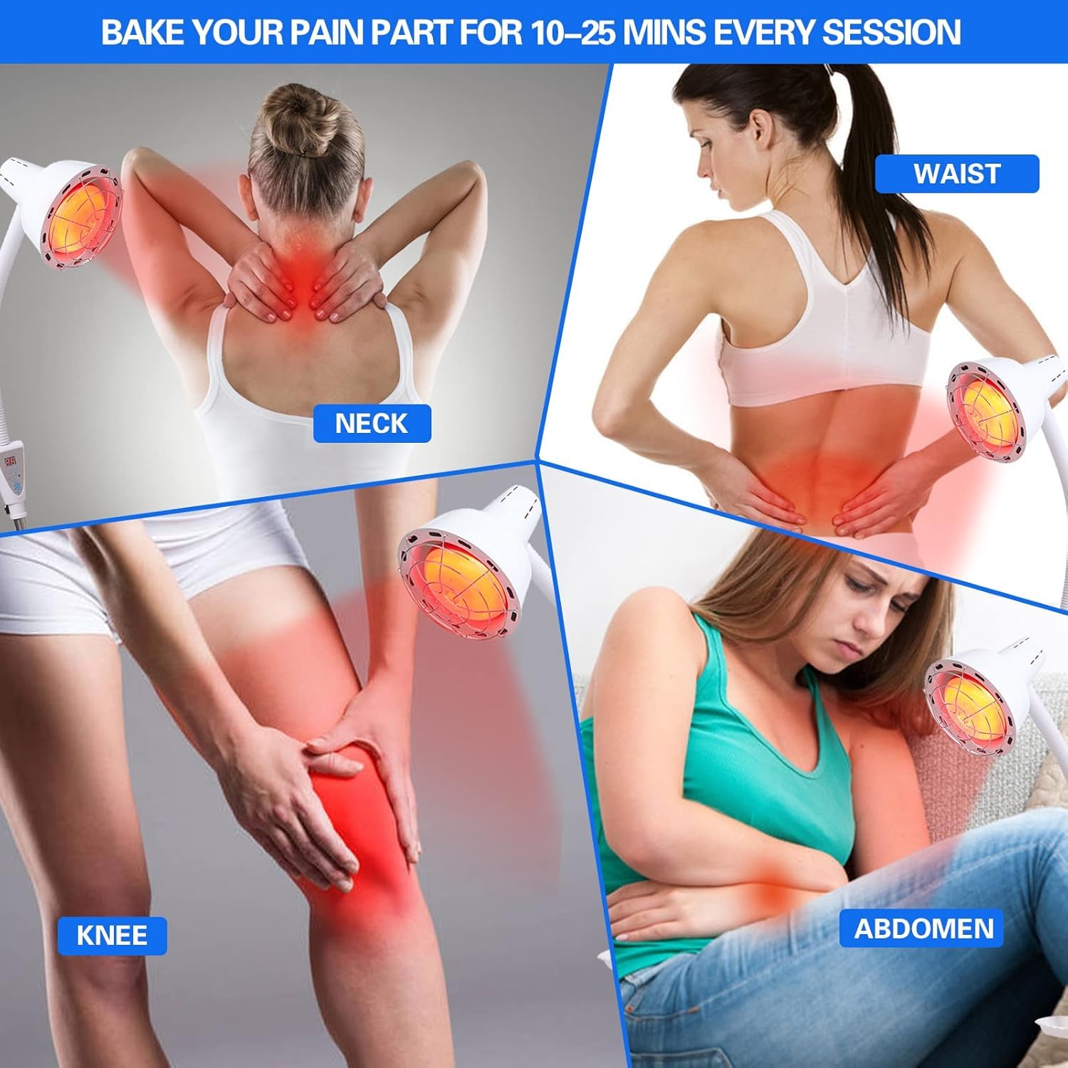 275W Near Infrared Red Heat Therapy Lamp - Relieve Joint Pain & Muscle Aches | Portable Standing Body Warming Light for Home Spa, Physical Therapy & Pain Relief