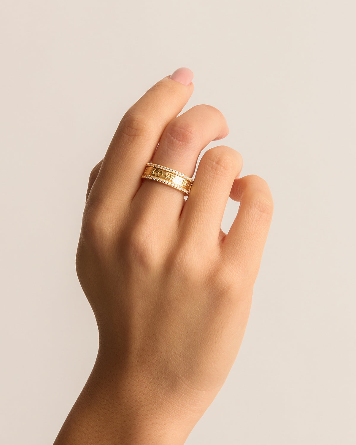 18K Gold Vermeil Love Ring for Women - Elegant Stackable Band for Valentine's Day, Anniversary & Wedding Jewelry Gift