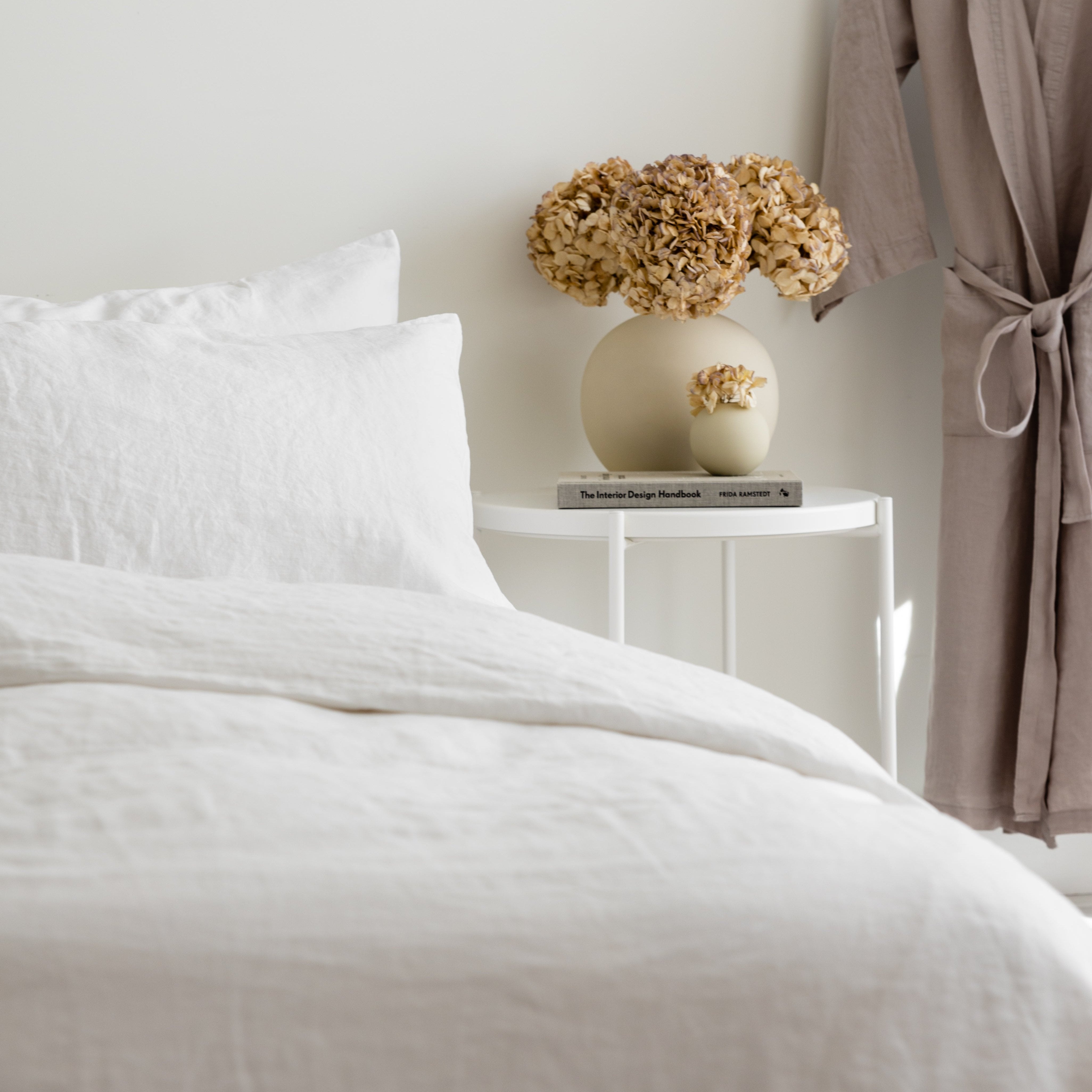 Premium Breeze Linen Bedding Set - 100% Natural Soft Breathable Bed Sheets & Duvet Cover - Snow White - Perfect for Summer Nights & Luxury Bedroom Decor
