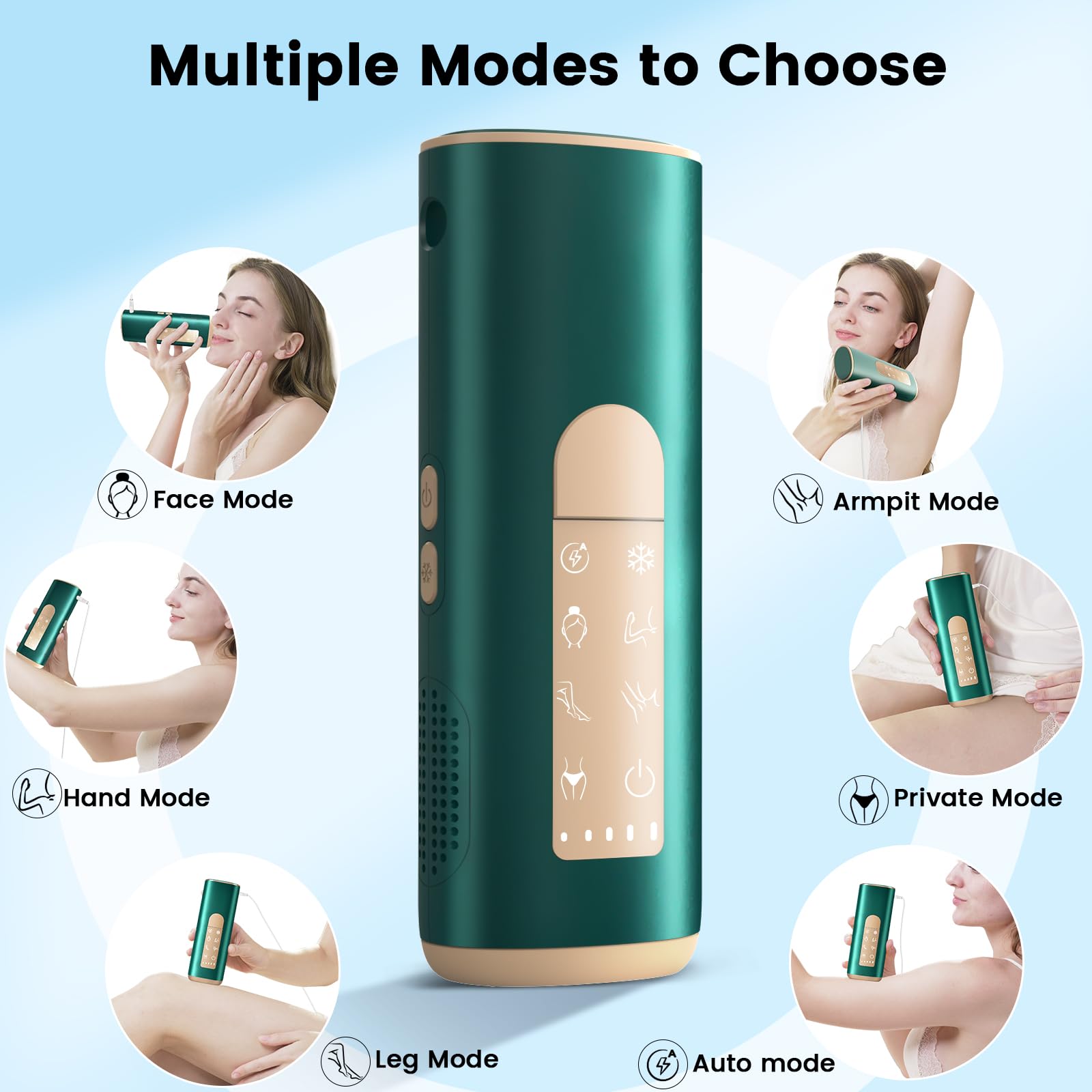 Painless IPL Laser Hair Removal Device with Sapphire Ice Cooling 40℉ & 20J MAX - At-Home Hair Removal for Women & Men, Full Body & Facial Use - Safe & Effective Permanent Hair Reduction for Legs, Underarms, Bikini Line & Face