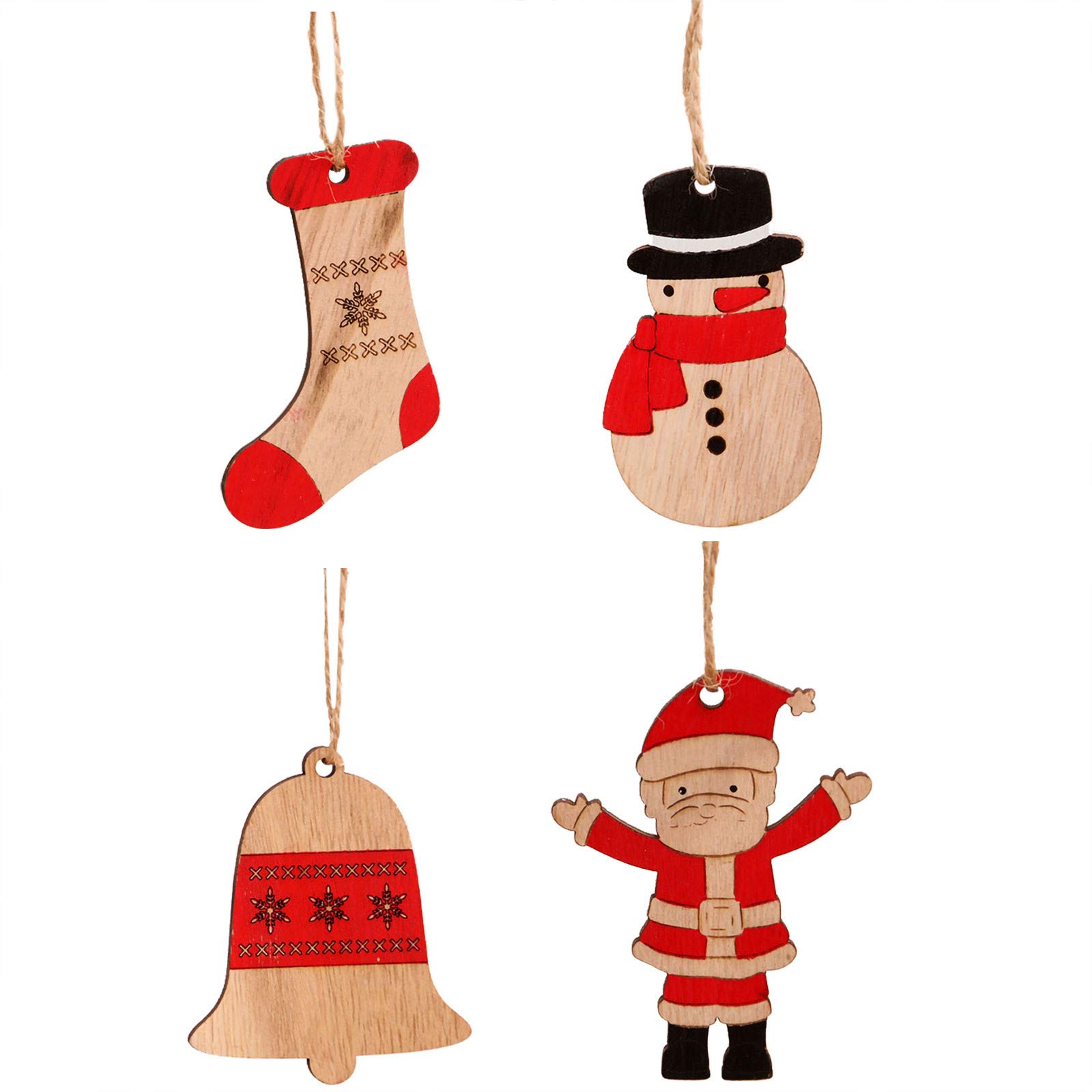 DFDGBD Christmas Wooden Painted Ornaments - Colorful Tree Decorations & Car Mirror Hangers - Perfect for Holiday Decor, Gift Giving & Festive Car Accessories
