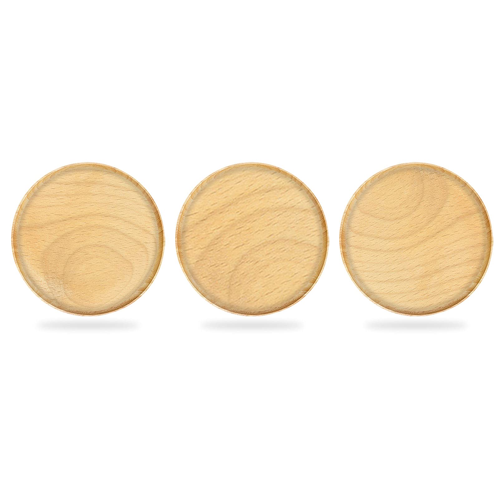 Myuilor 10-Inch Acacia Wood Dinner Plates Set of 3 - Handcrafted Solid Wood Plates for Dishes, Snacks & Desserts - Lightweight & Easy to Clean - Perfect for Dining, Parties, Picnics & Home Decor